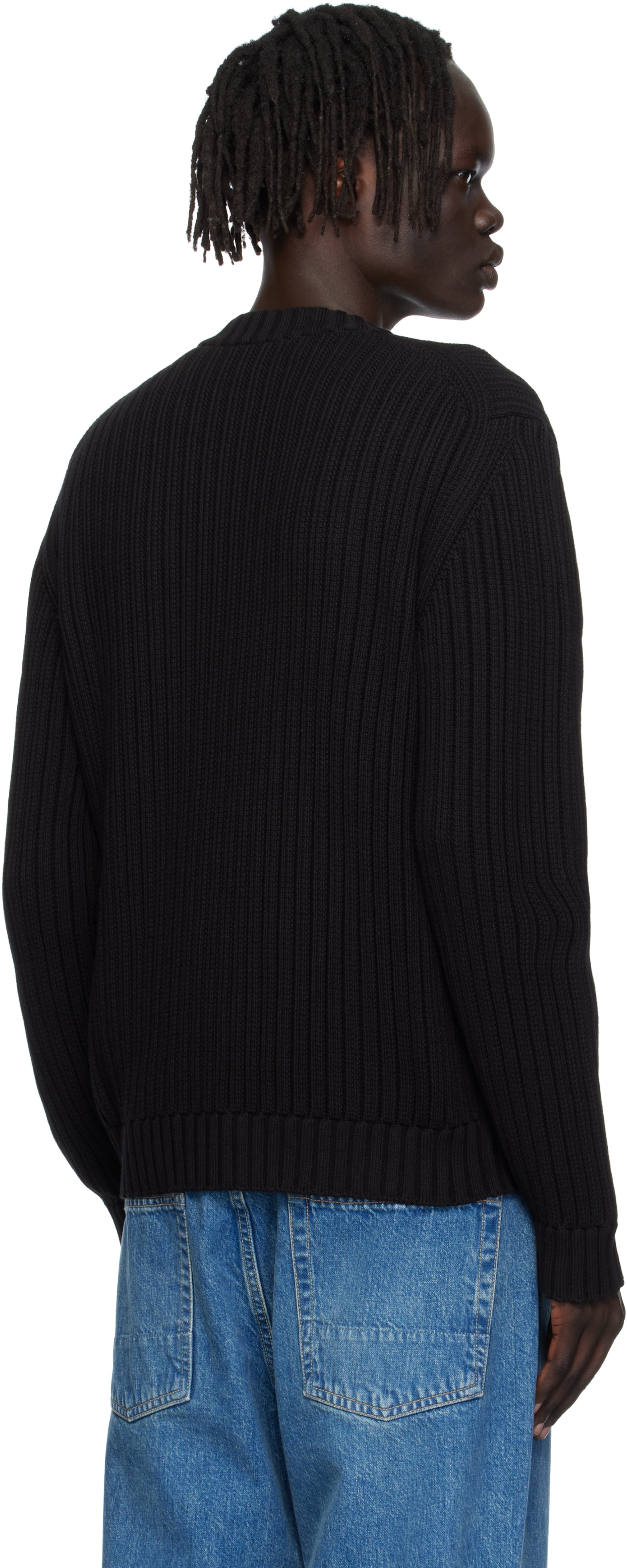 Hugo - Pull noir à logo brodé