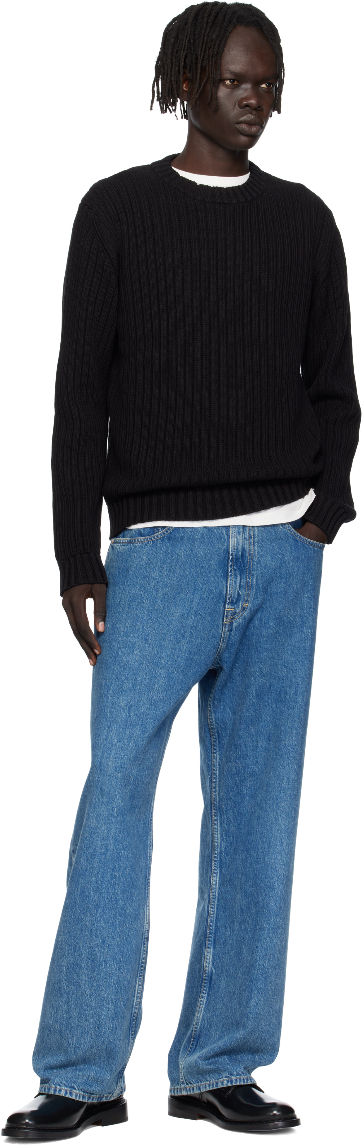 Hugo - Pull noir à logo brodé