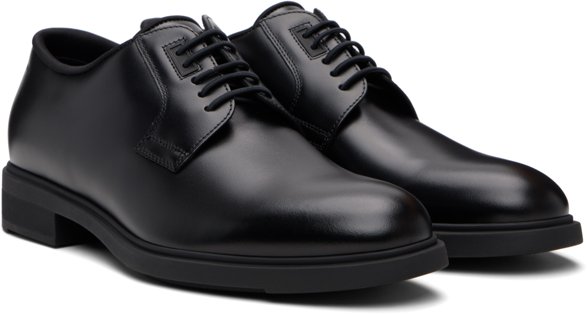 BOSS - Black Piped Trims Leather Derbys