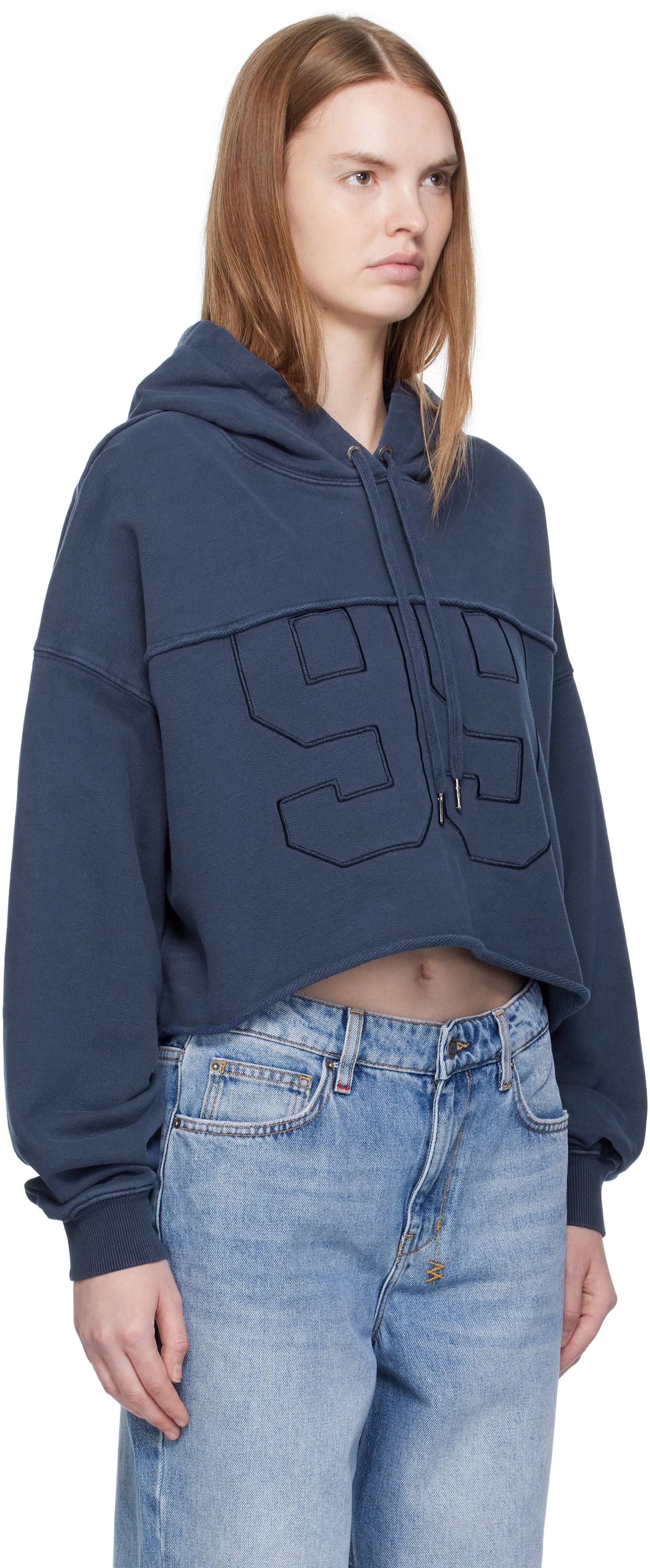 Ksubi - Pull à capuche écourté bleu marine - Oh G