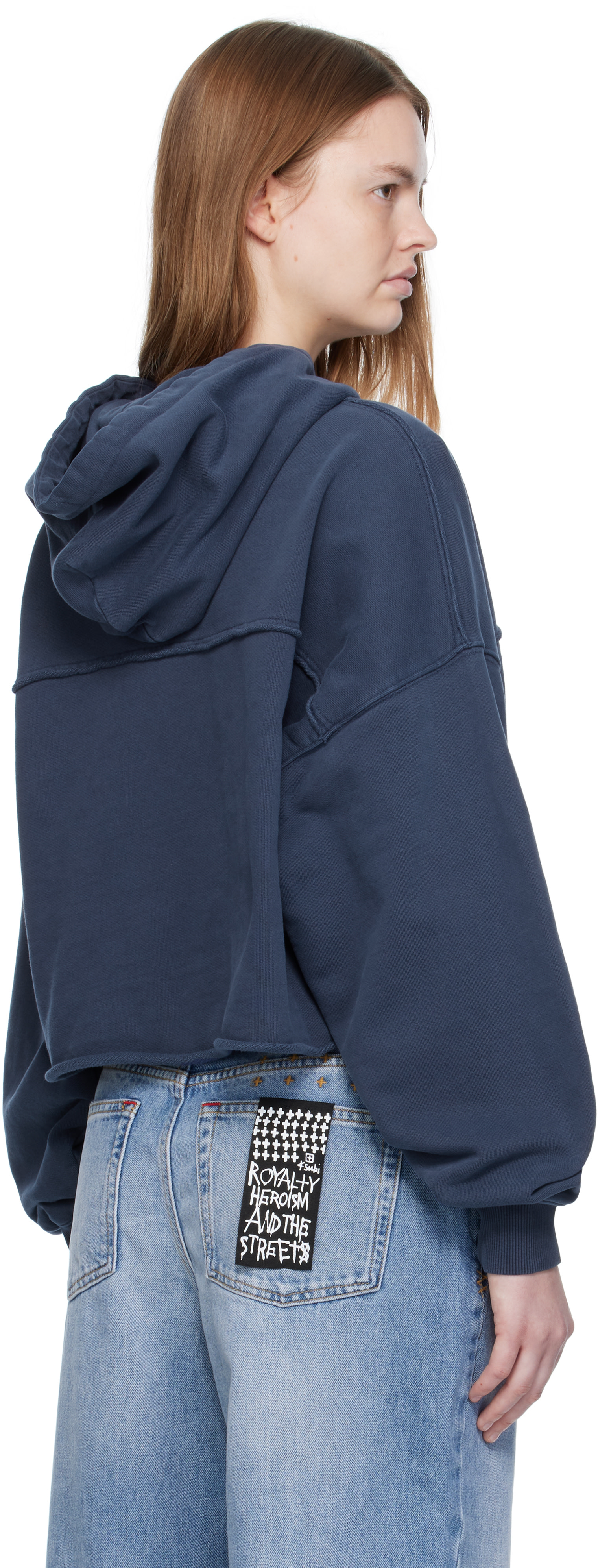 Ksubi - Pull à capuche écourté bleu marine - Oh G