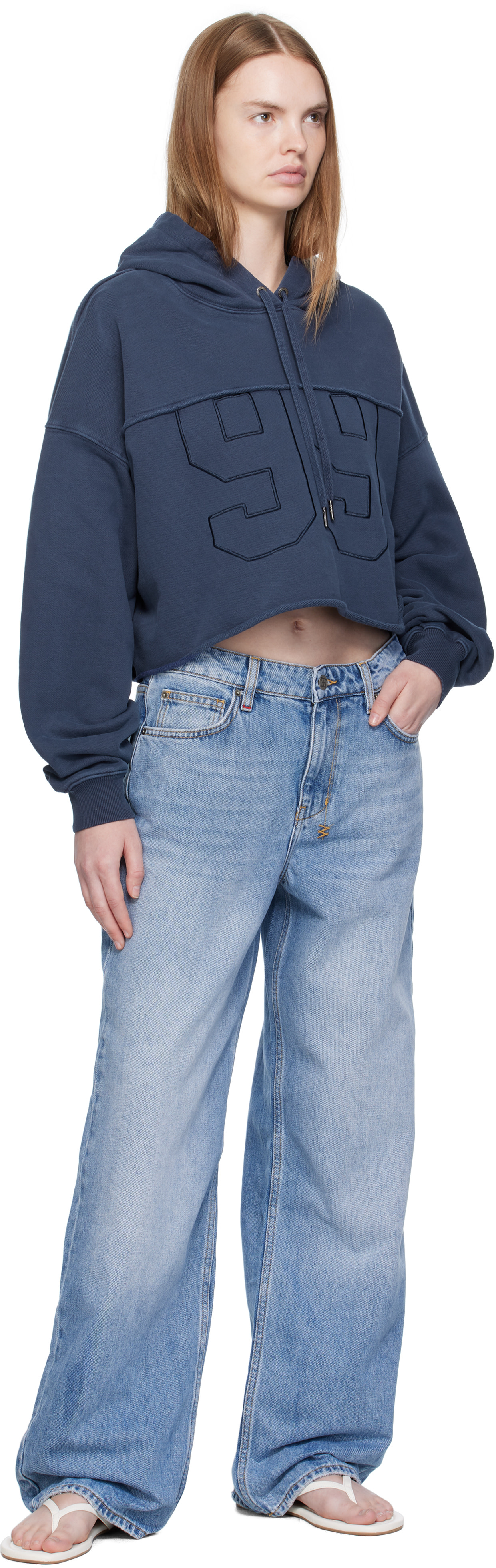 Ksubi - Pull à capuche écourté bleu marine - Oh G