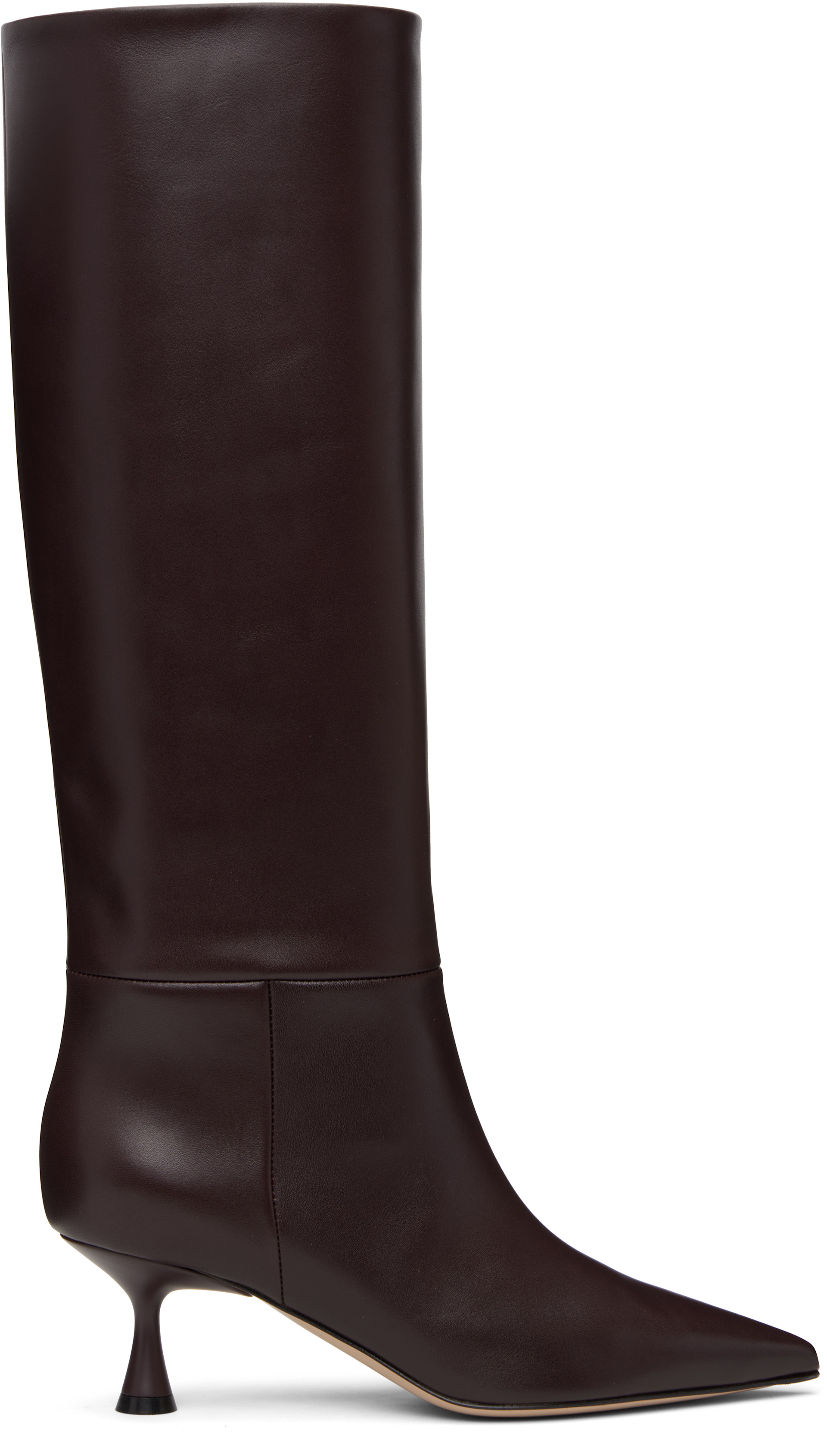 DOLCE & GABBANA バーガンディ ロングブーツ Gianvito Rossi: バーガンディ 55 ヒール ロングブーツ | SSENSE 日本