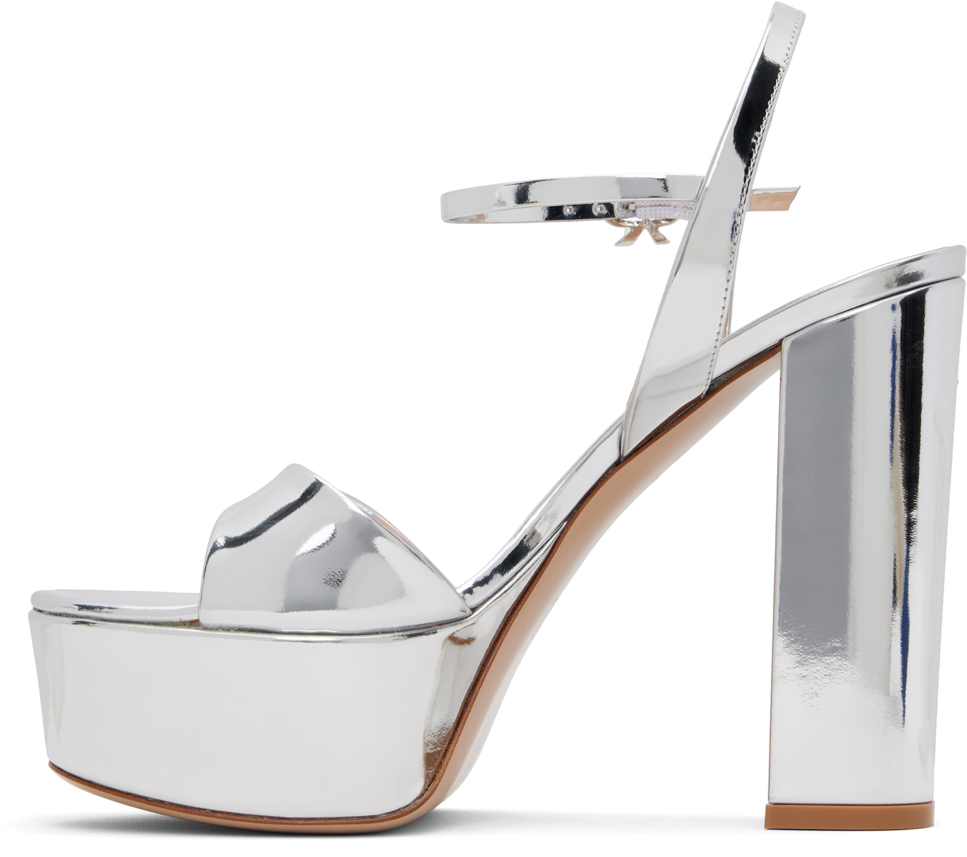 Gianvito Rossi: Silver Marlena Heeled Sandals | SSENSE