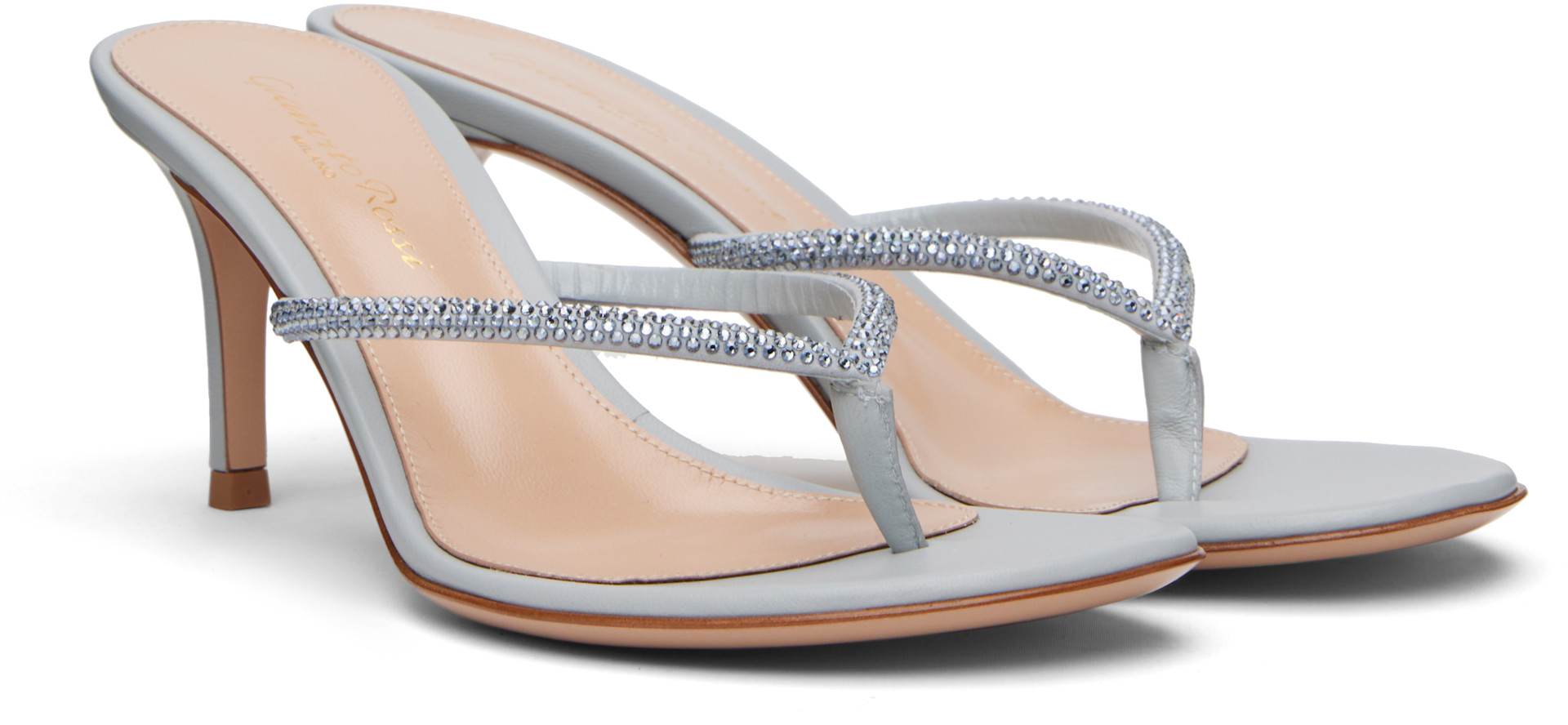 Gianvito Rossi: Blue India Thong 70 Heeled Sandals | SSENSE