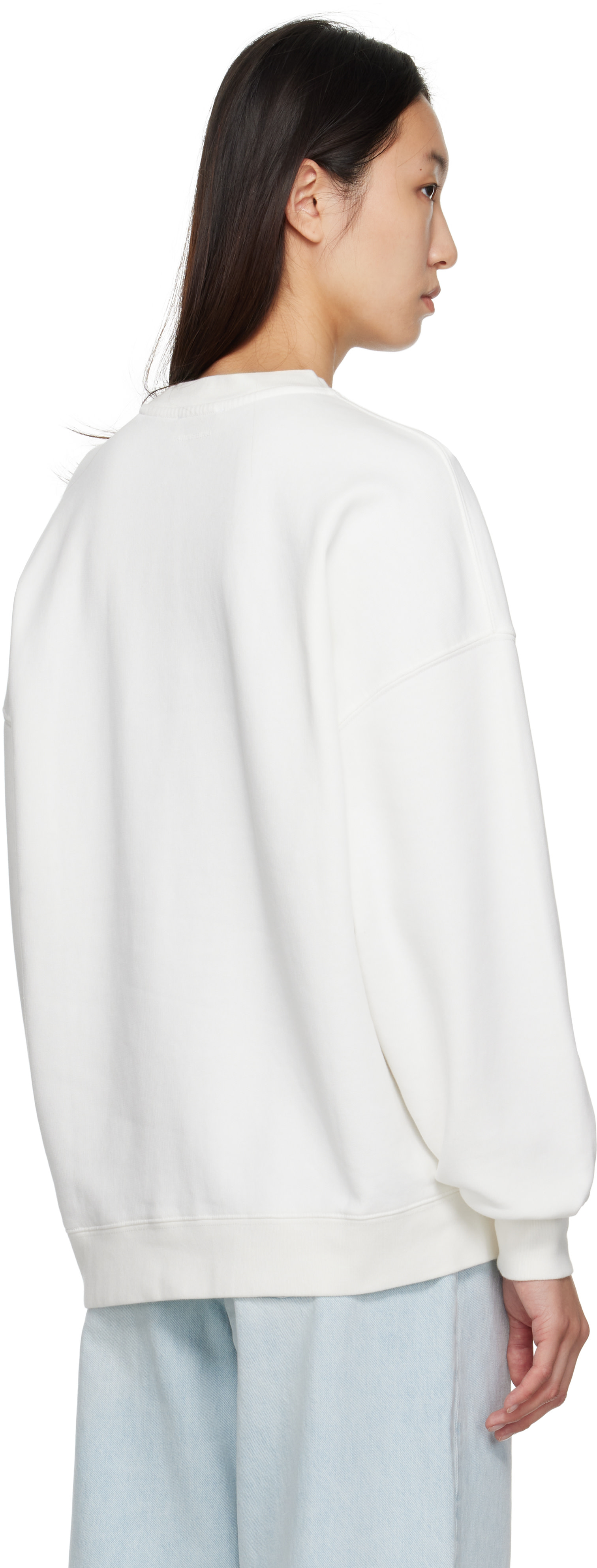 ANINE BING - Pull molletonné Miles blanc cassé à monogramme