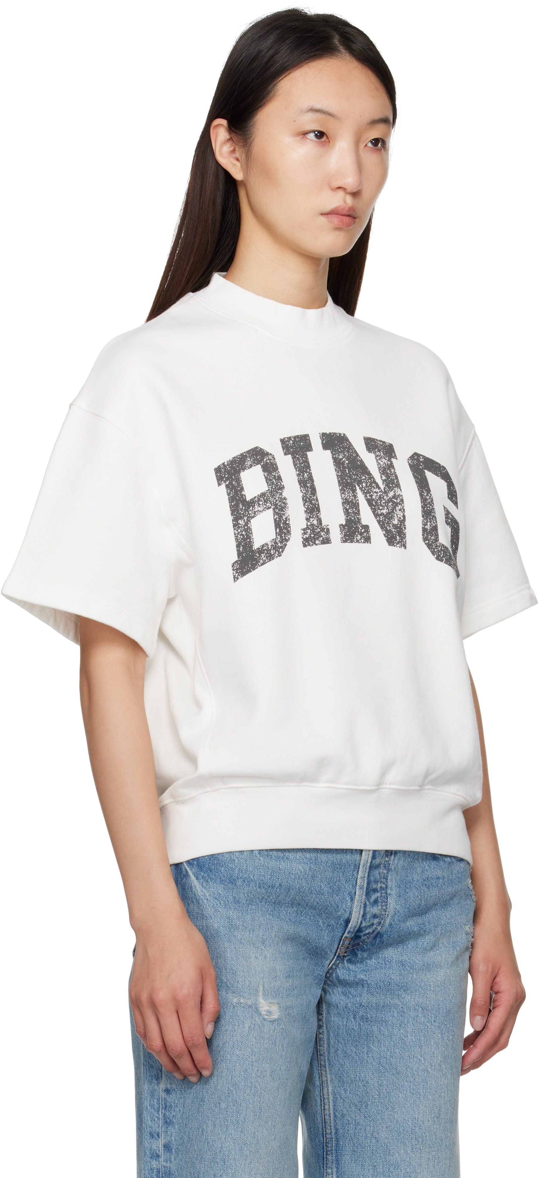 ANINE BING - Pull molletonné Jay 'Bing' blanc cassé