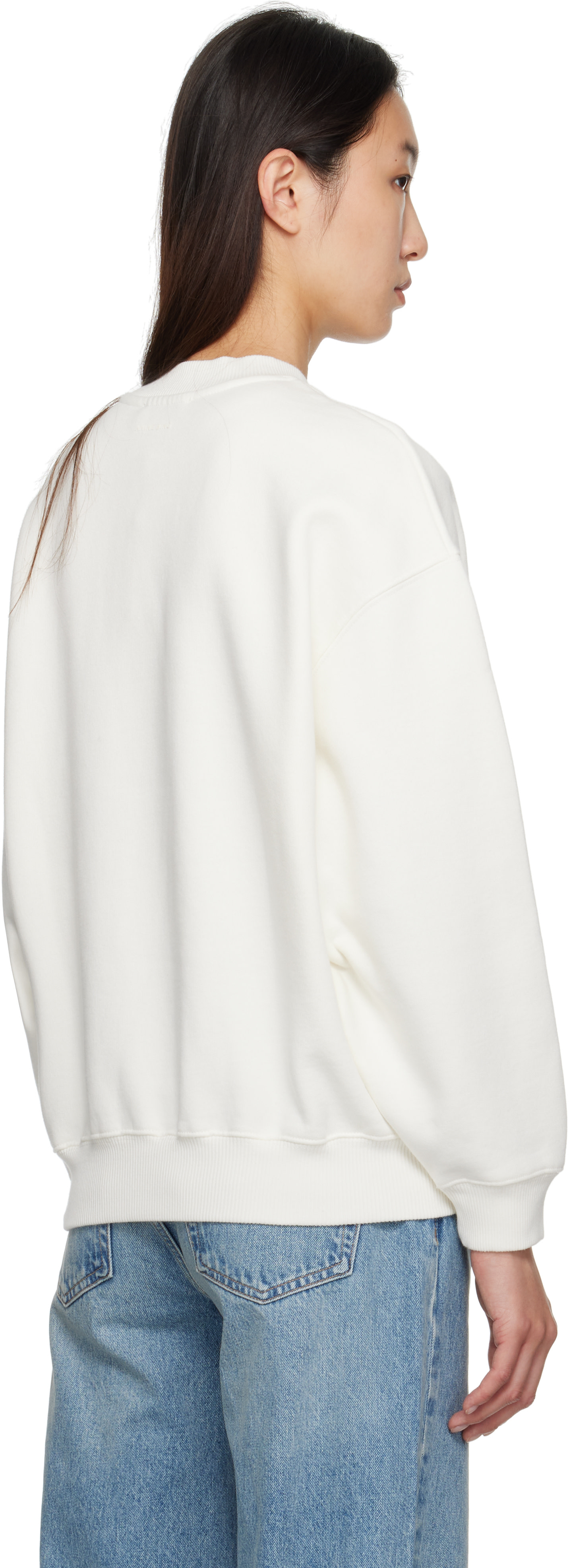 ANINE BING - Pull molletonné Jaci blanc cassé à monogramme