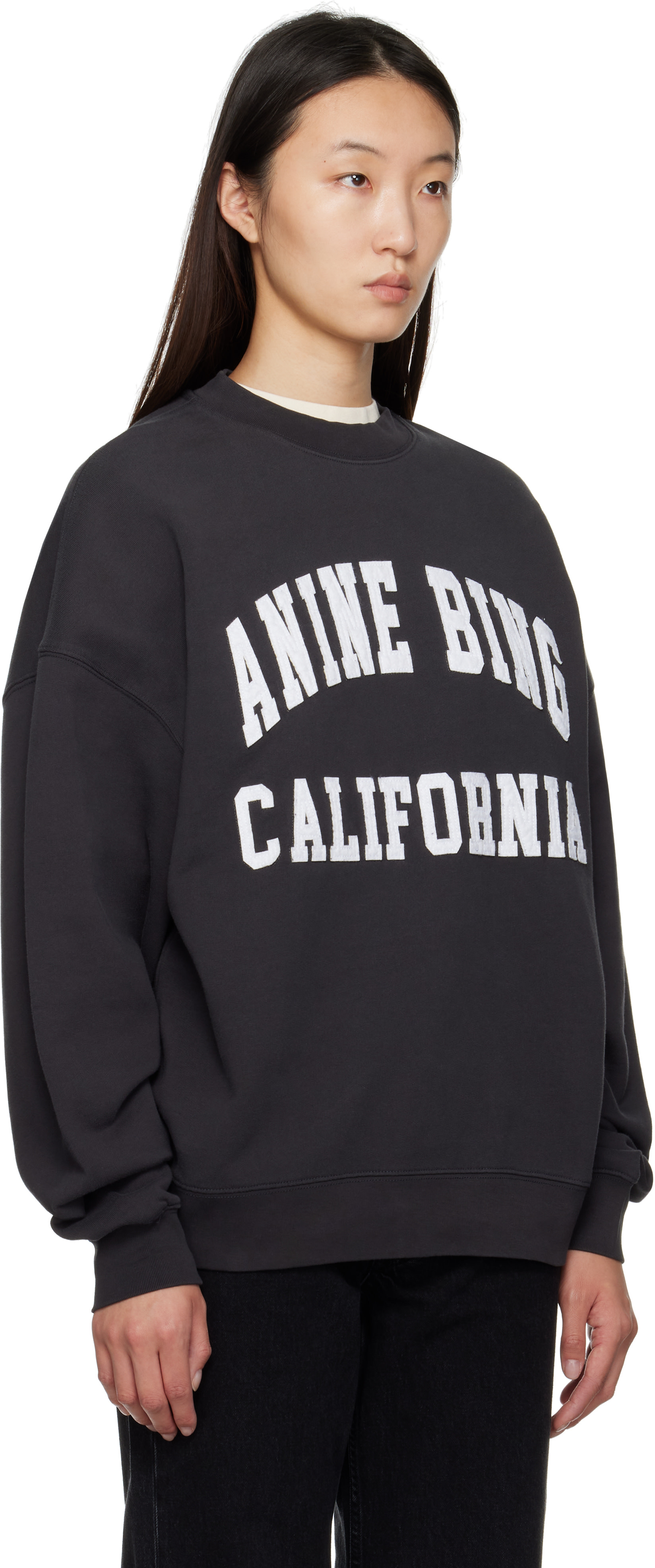 ANINE BING: Black Miles 'Anine Bing' Sweatshirt | SSENSE