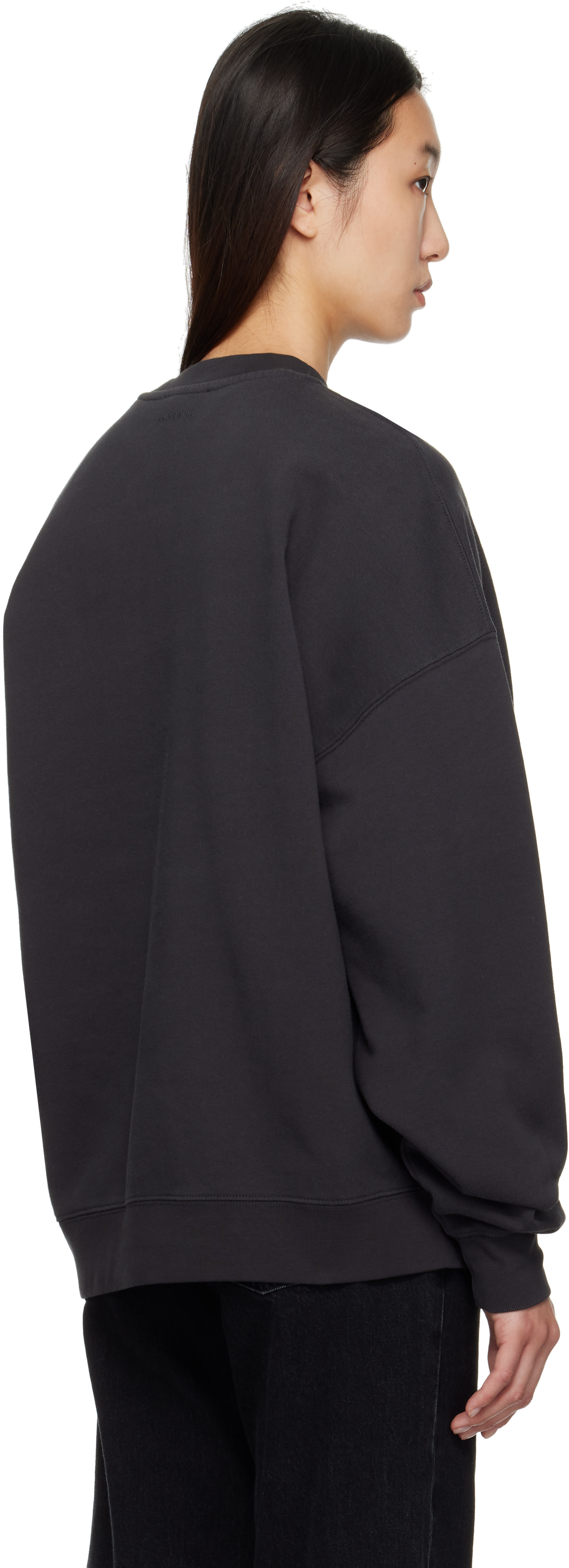 ANINE BING - Pull molletonné Miles noir à logos