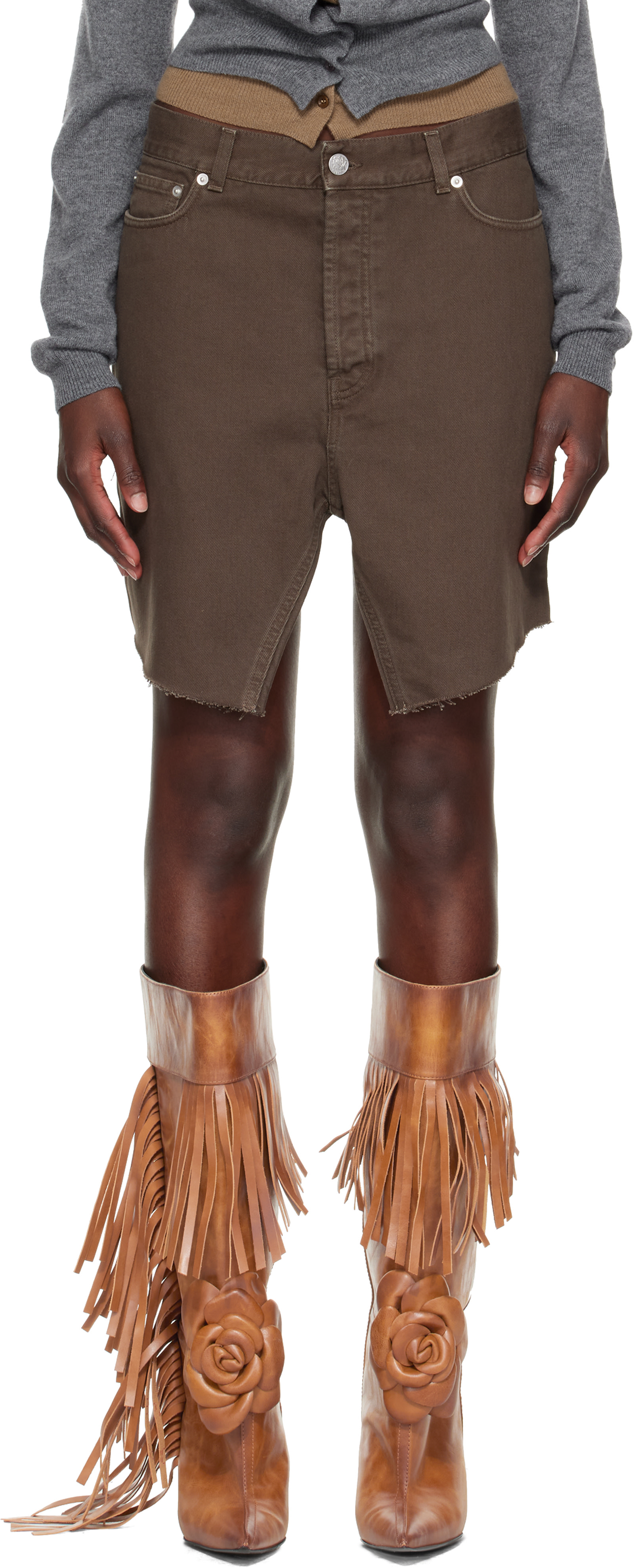 ALL-IN - Jupe Display brune en denim