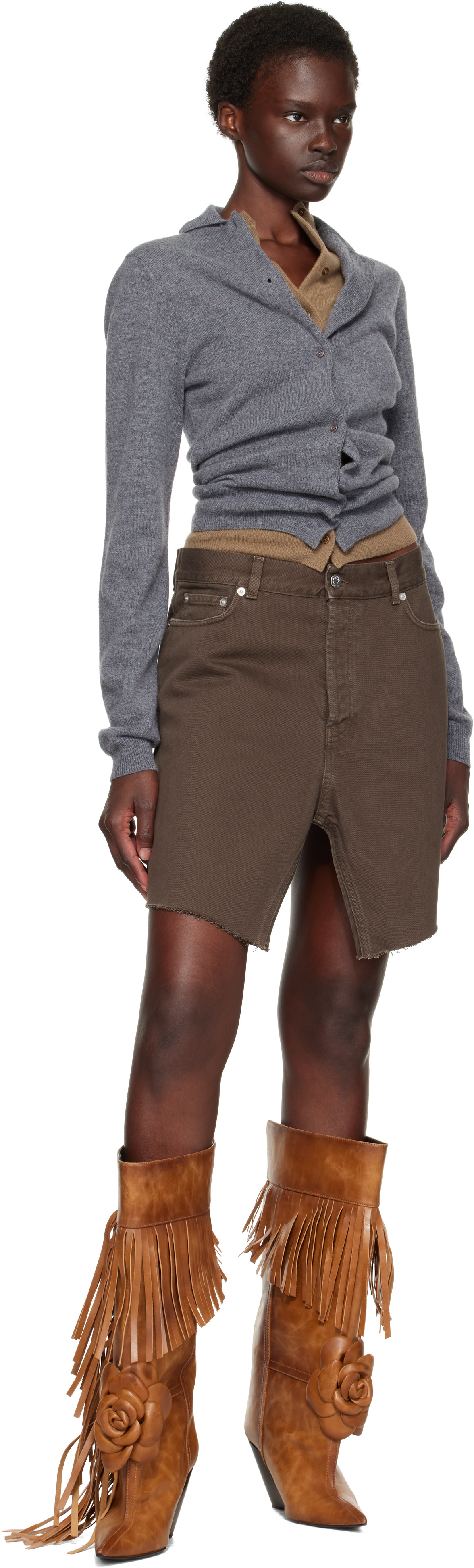 ALL-IN - Jupe Display brune en denim