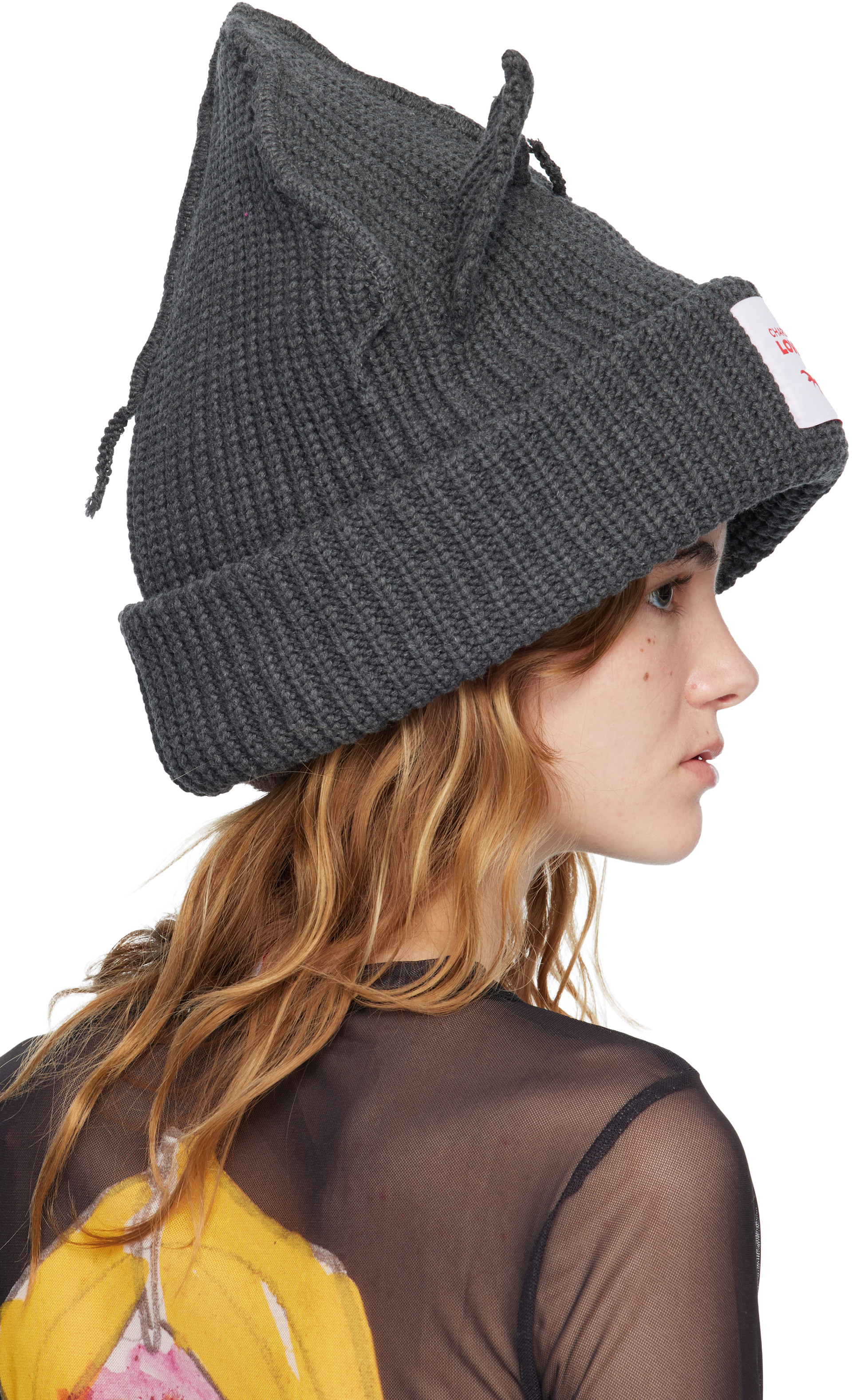 Charles Jeffrey LOVERBOY: Gray Supersized Chunky Ears Beanie | SSENSE