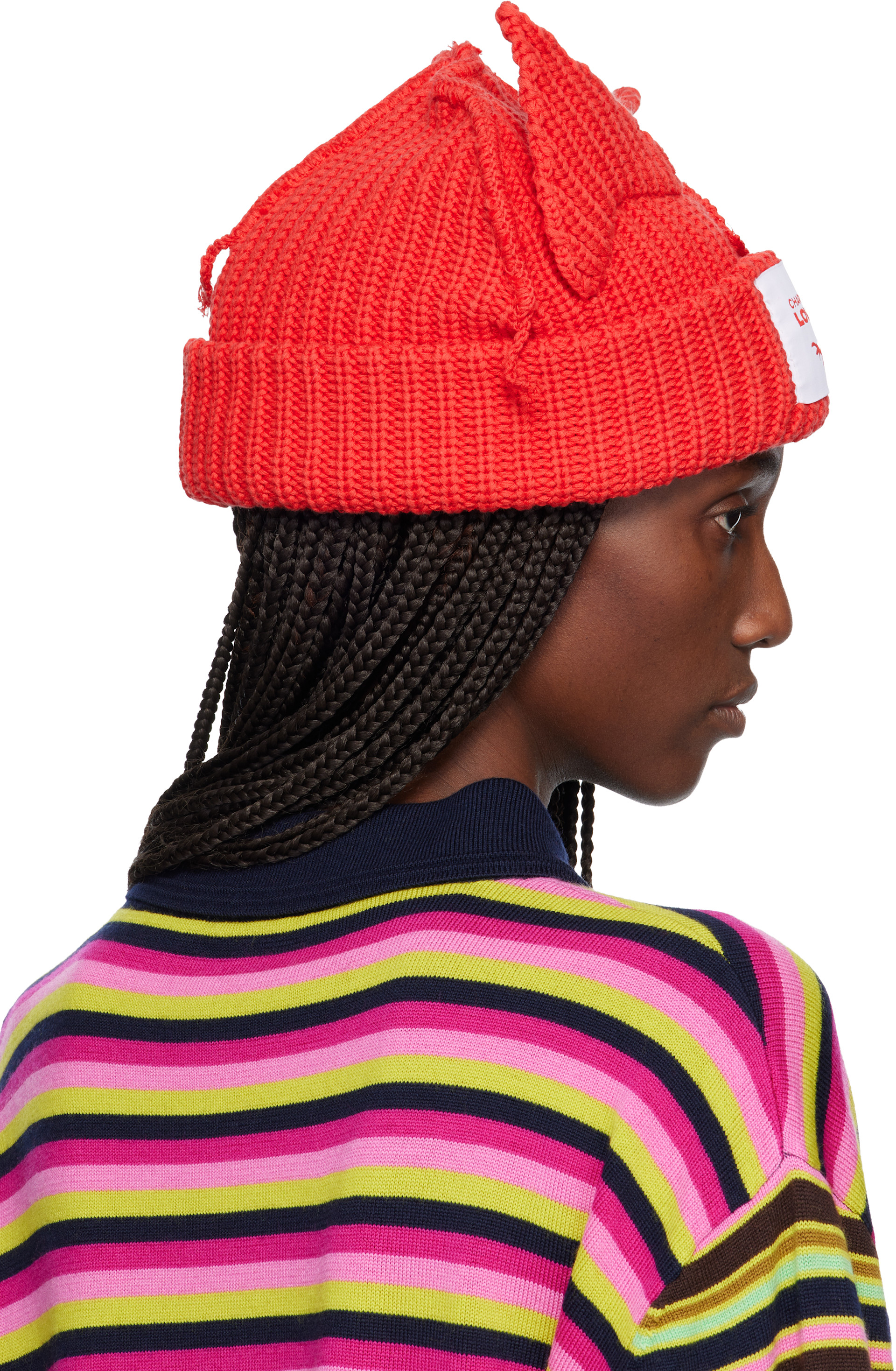 Charles Jeffrey LOVERBOY: レッド Chunky Ears ビーニー | SSENSE 日本