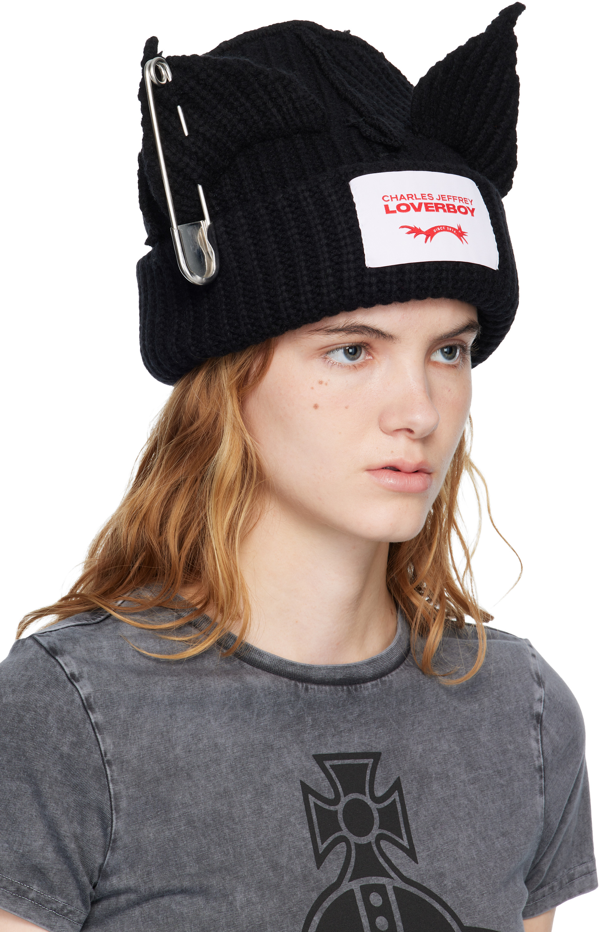 メンズ CHARLES JEFFREY LOVERBOY ブラックニット帽