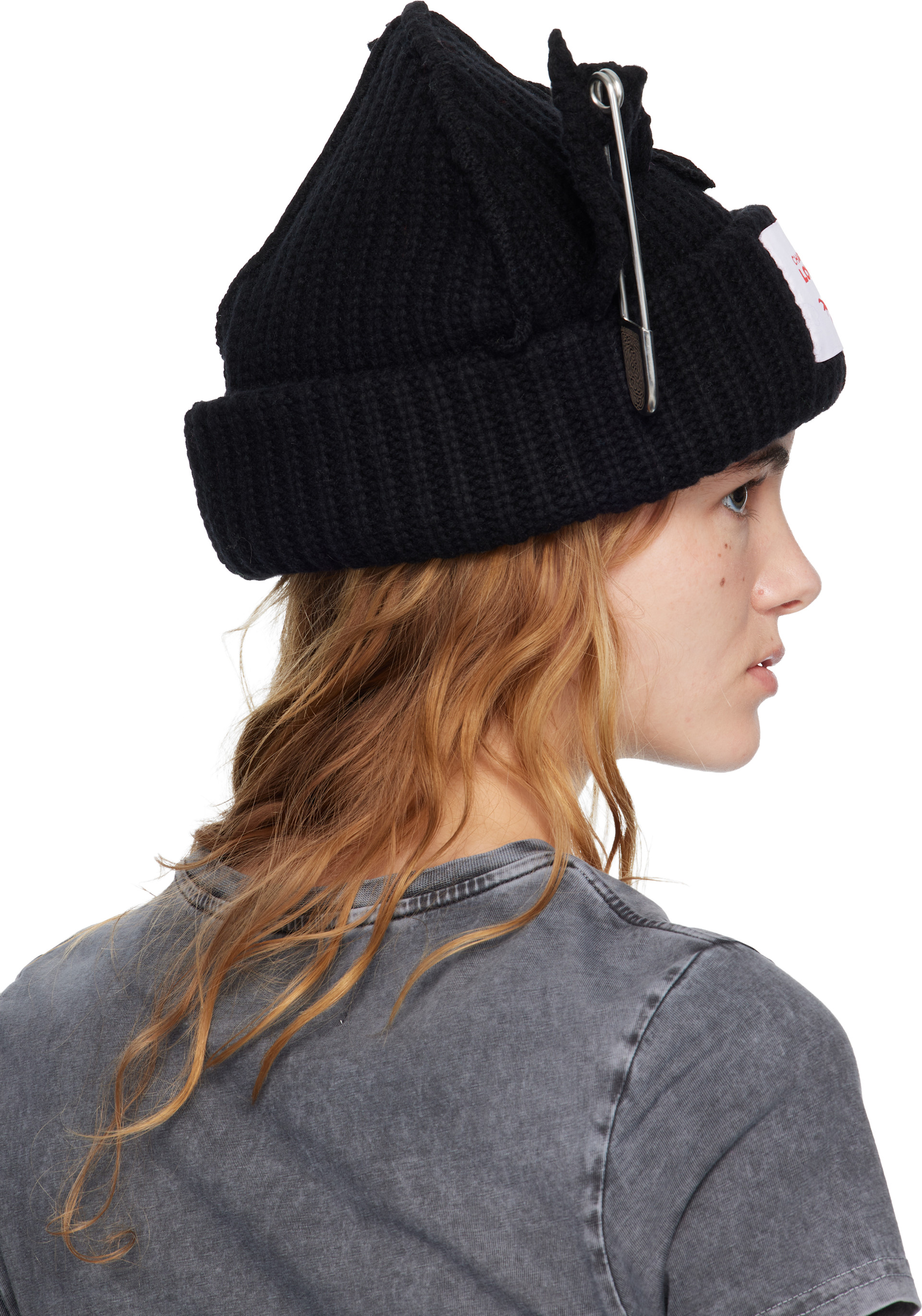 Charles Jeffrey LOVERBOY: Black Chunky Punk Ears Beanie | SSENSE
