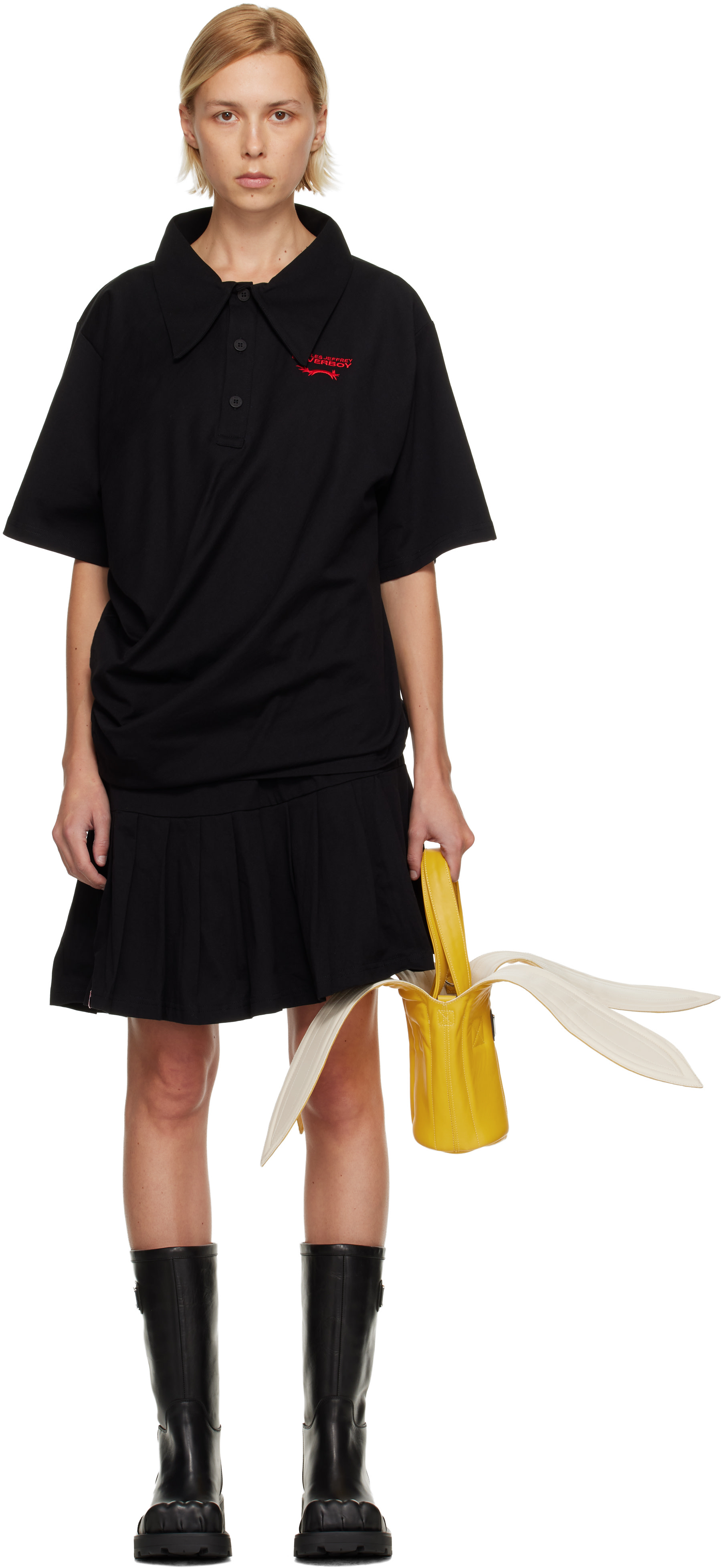 Charles Jeffrey LOVERBOY: Black Topsy Turvy Jersey Minidress | SSENSE