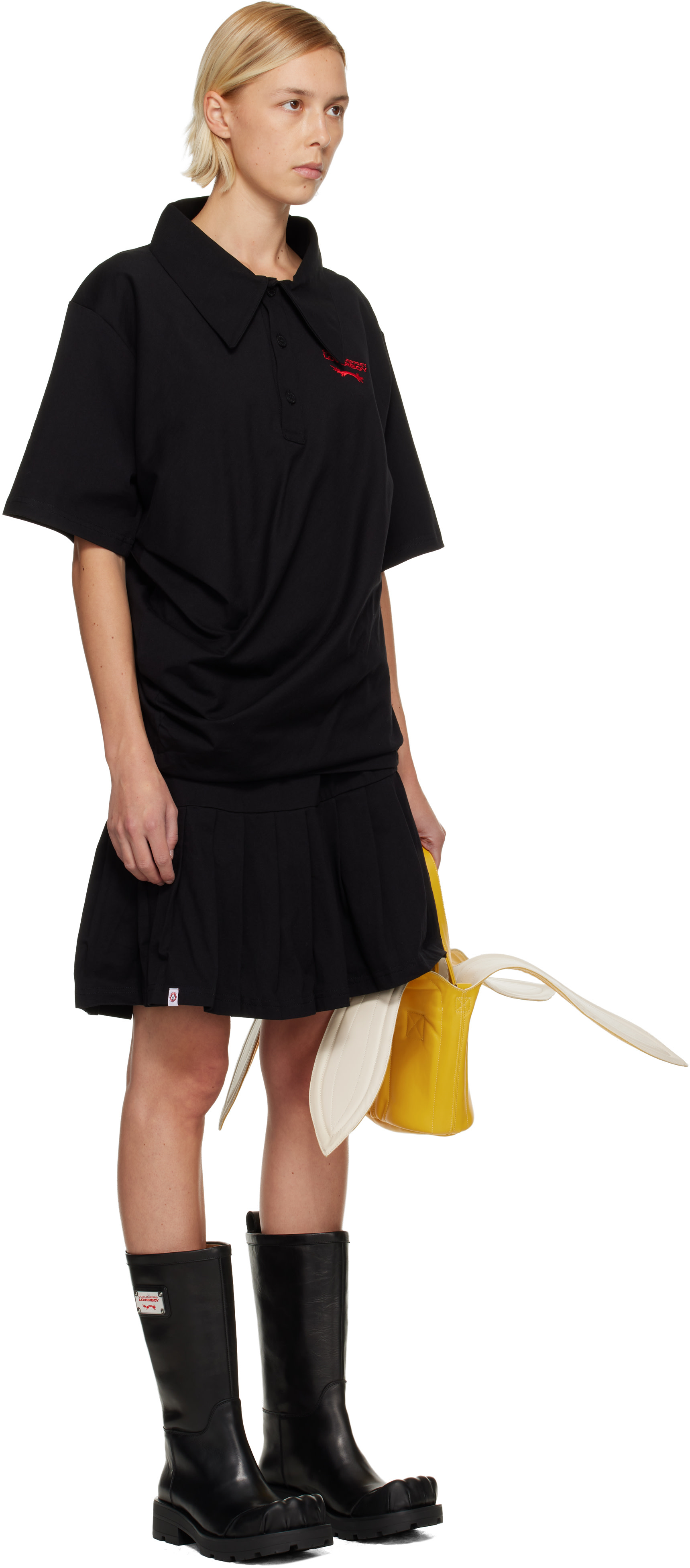 Charles Jeffrey LOVERBOY: Black Topsy Turvy Jersey Minidress | SSENSE