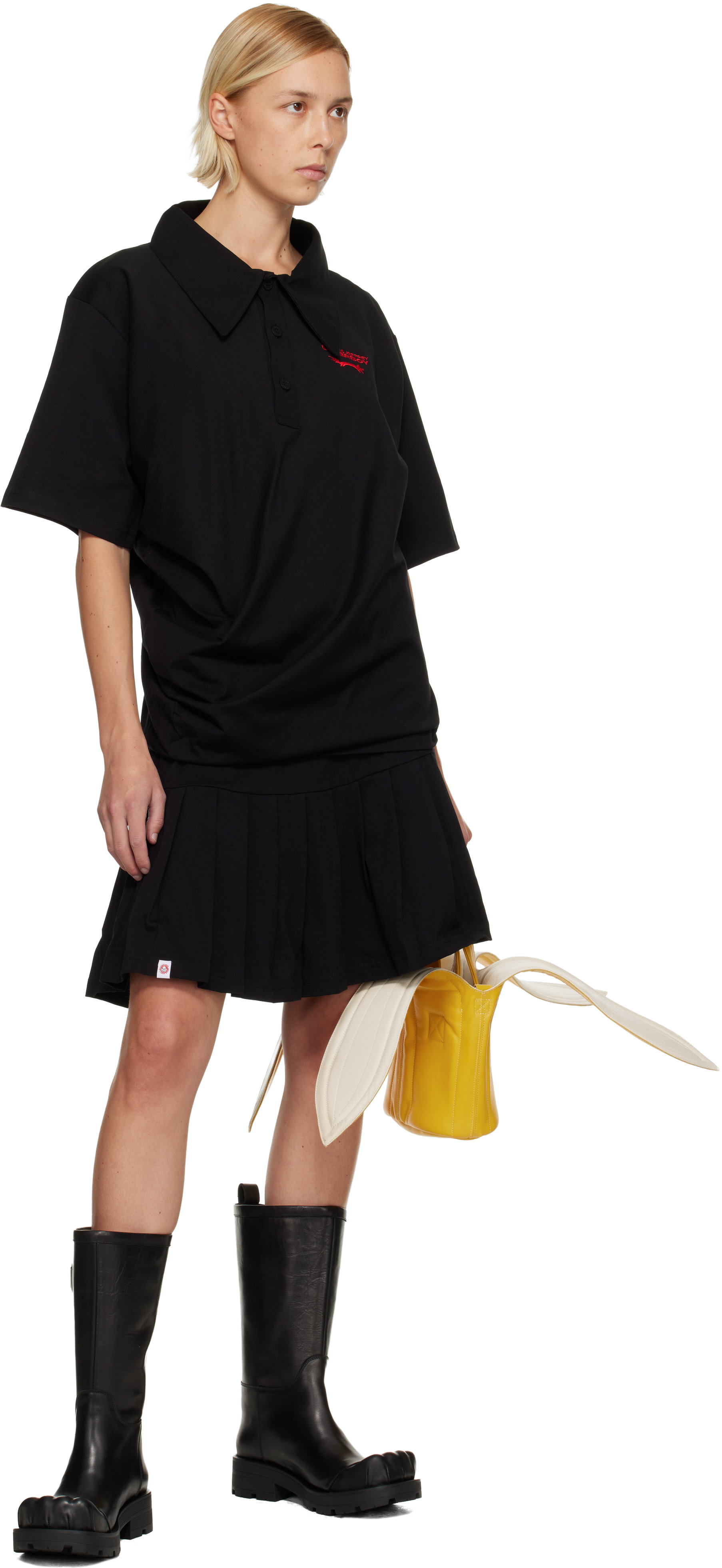 Charles Jeffrey LOVERBOY: Black Topsy Turvy Jersey Minidress 