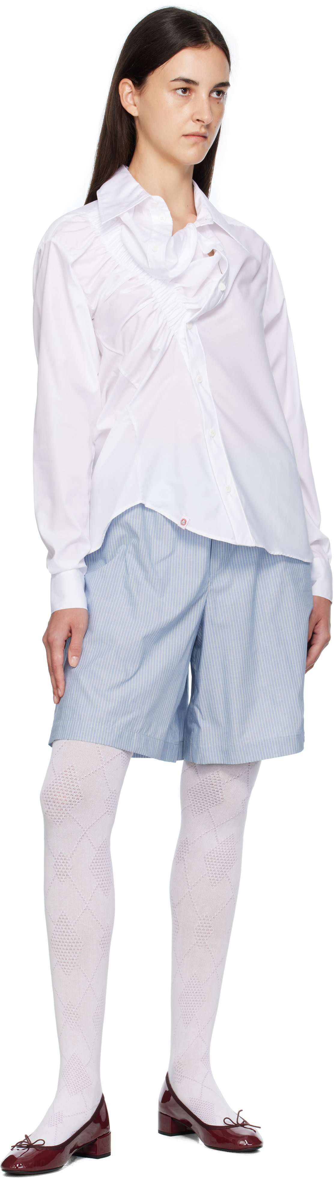 Charles Jeffrey LOVERBOY シャツスカート　S Charles Jeffrey LOVERBOY: White Elasticated Ruffle Shirt | SSENSE