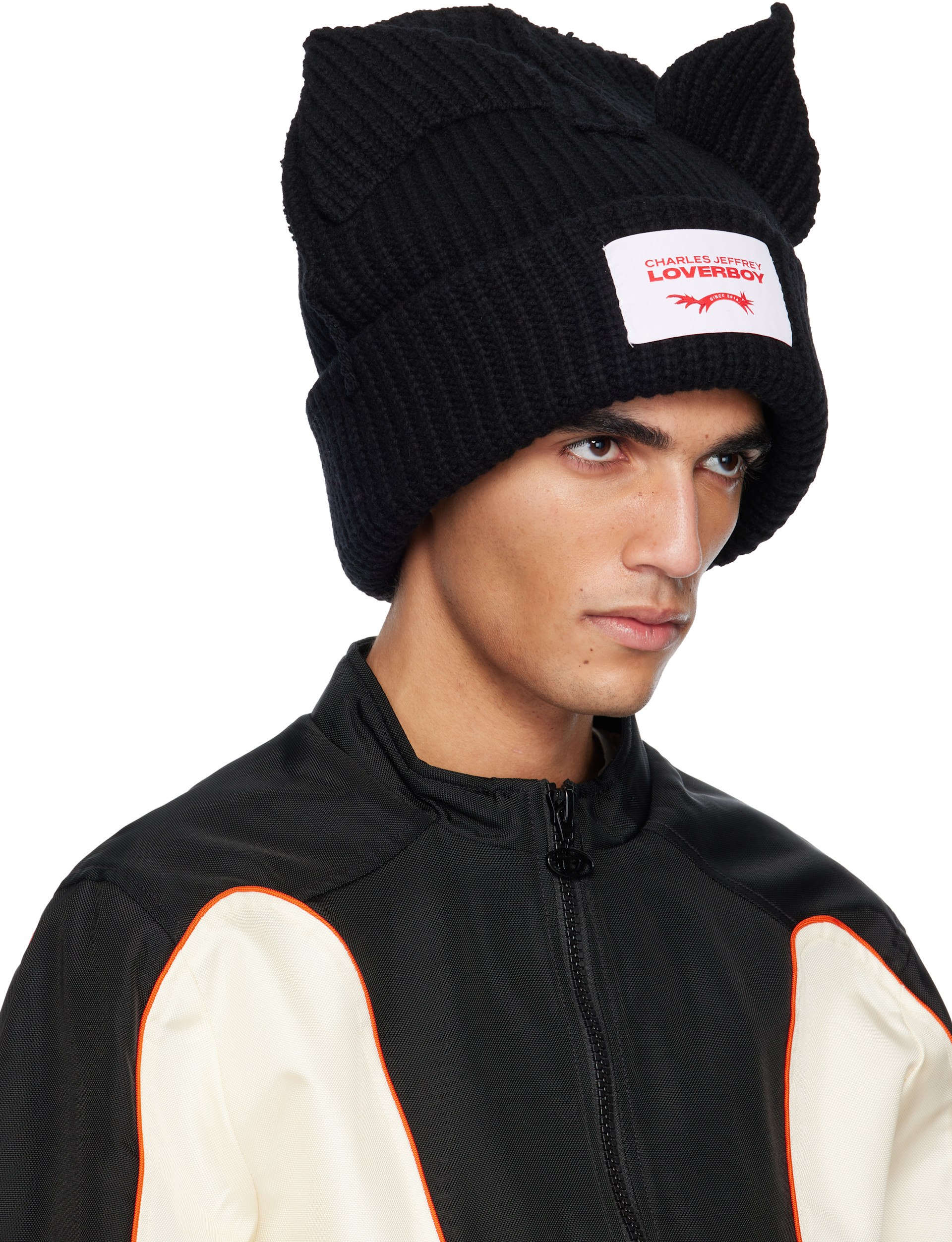 Charles Jeffrey LOVERBOY: Black Supersized Chunky Ears Beanie | SSENSE