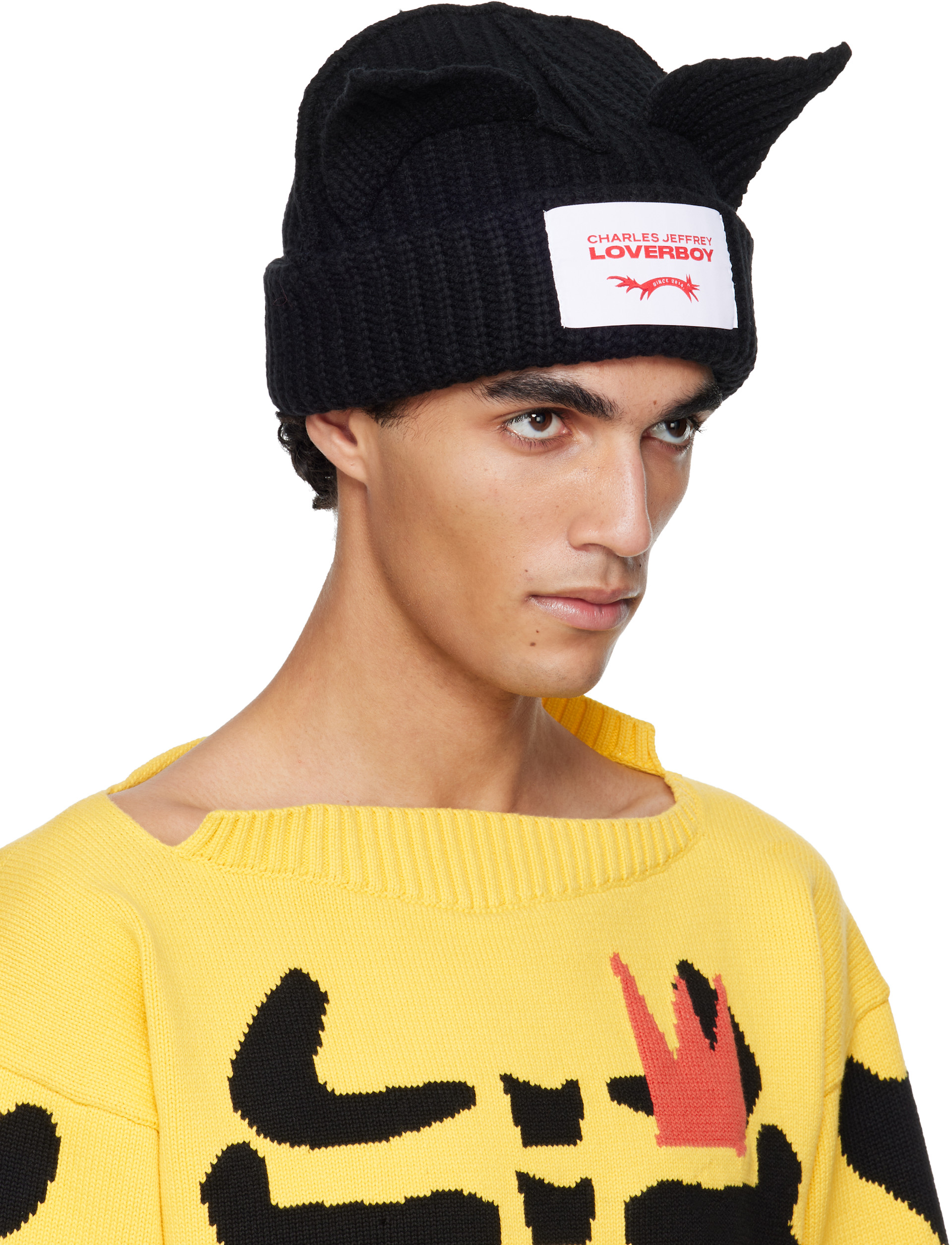 CHARLES JEFFREY LOVERBOY
Black Wool Chunky Ears Beanie CHUNKY EARS BEANIE in BLACK – Charles Jeffrey Loverboy main image 2