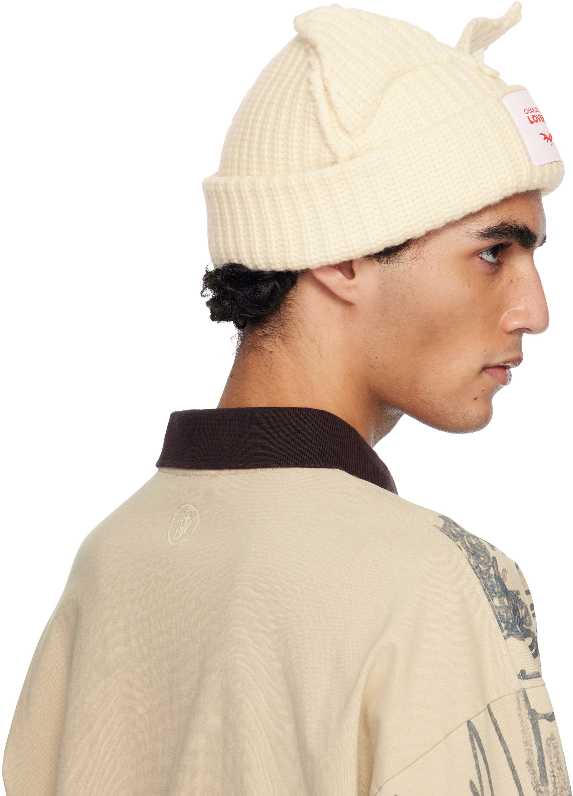 Charles Jeffrey LOVERBOY: Off-White Chunky Ears Beanie | SSENSE