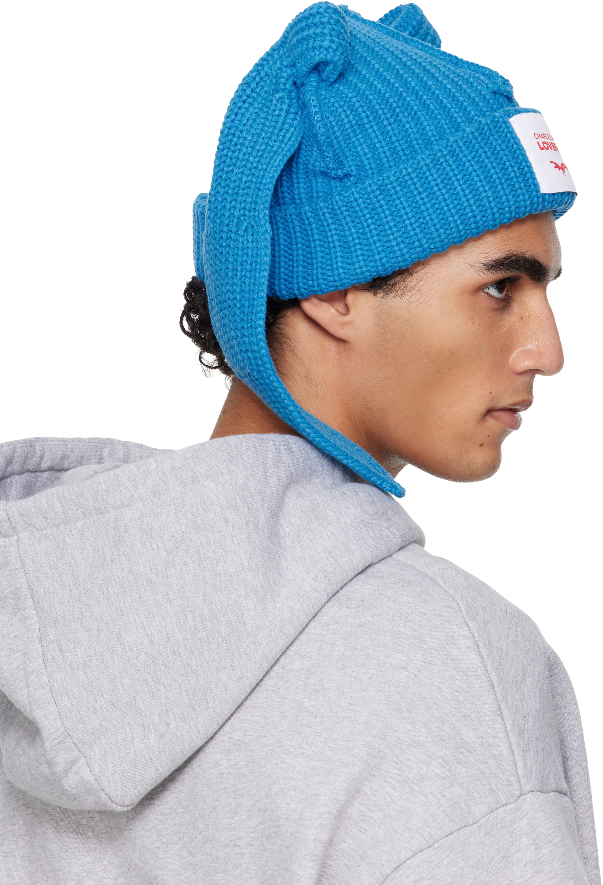 Charles Jeffrey LOVERBOY: Blue Chunky Rabbit Beanie | SSENSE