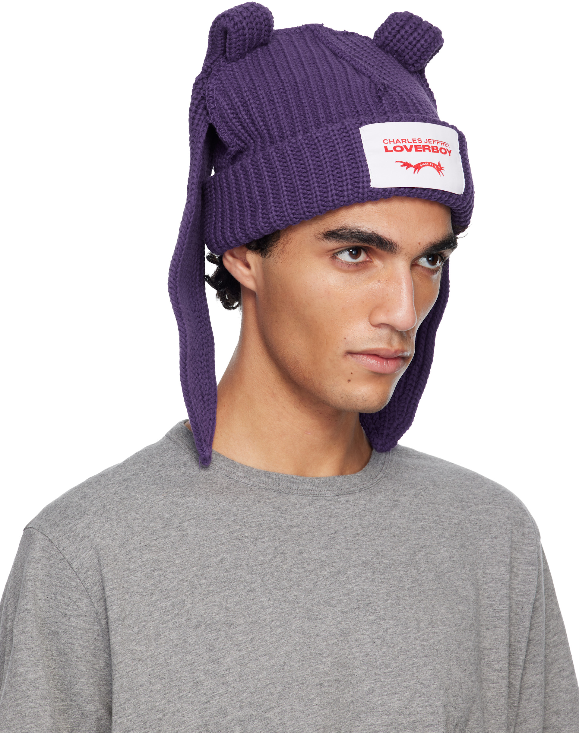 Charles Jeffrey LOVERBOY: Purple Chunky Rabbit Beanie | SSENSE