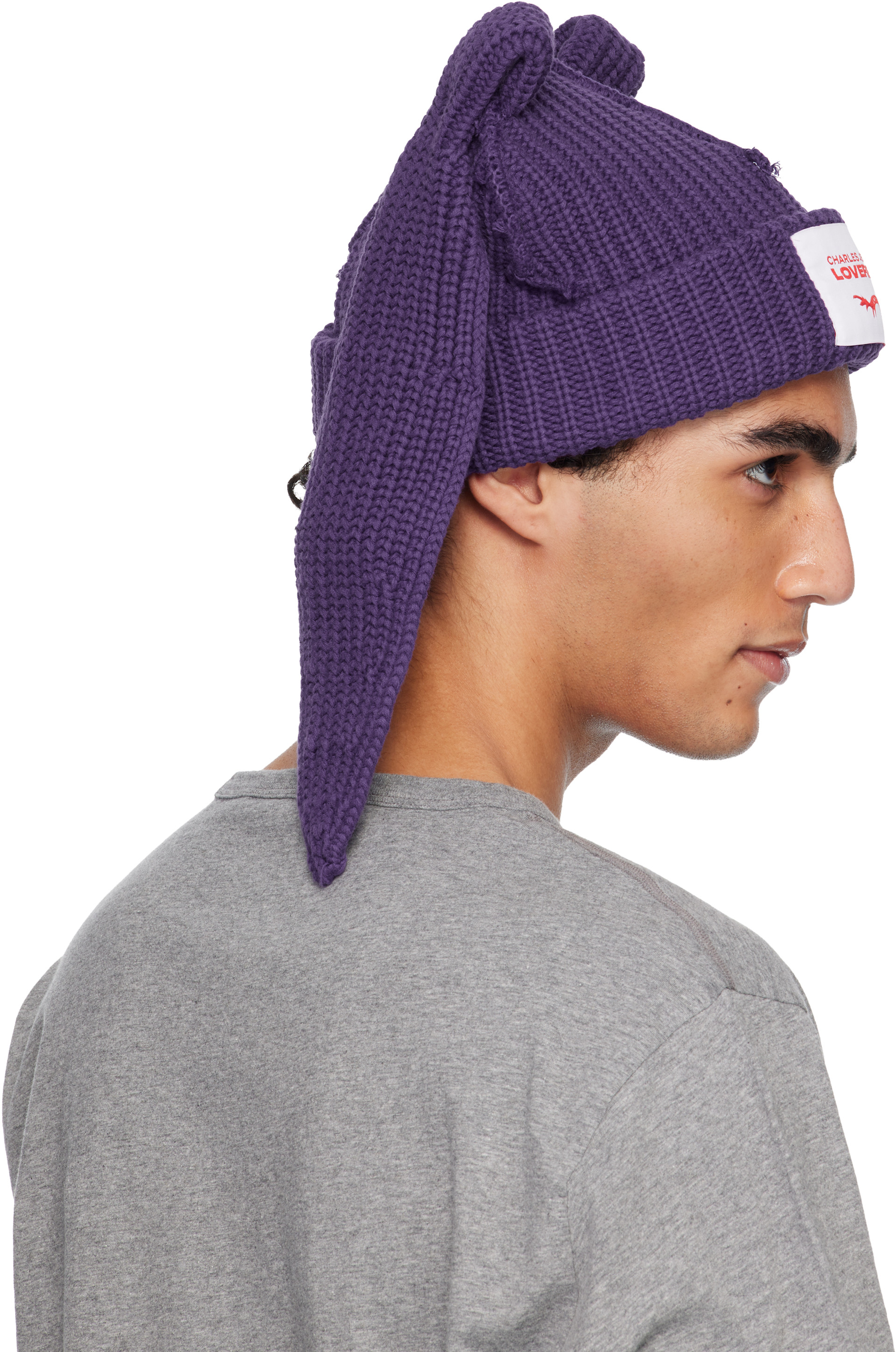 Charles Jeffrey LOVERBOY: Purple Chunky Rabbit Beanie | SSENSE