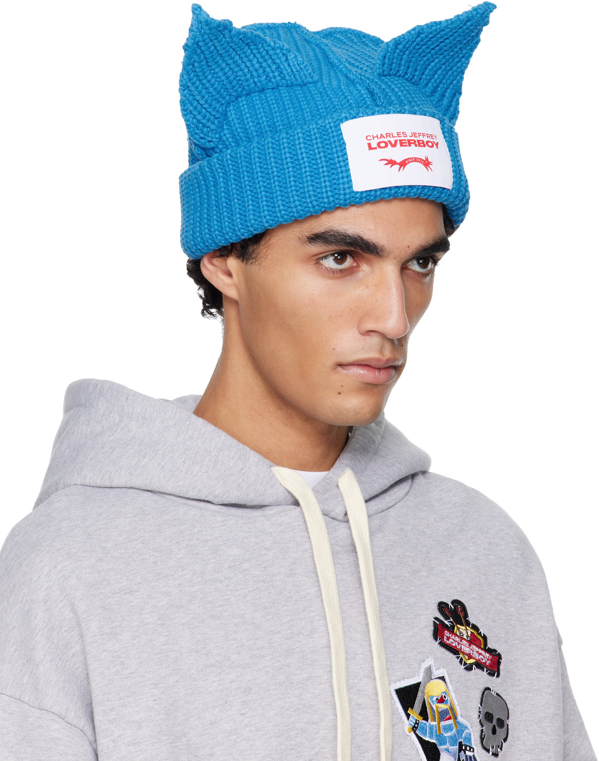 Charles Jeffrey LOVERBOY: Blue Chunky Ears Beanie | SSENSE