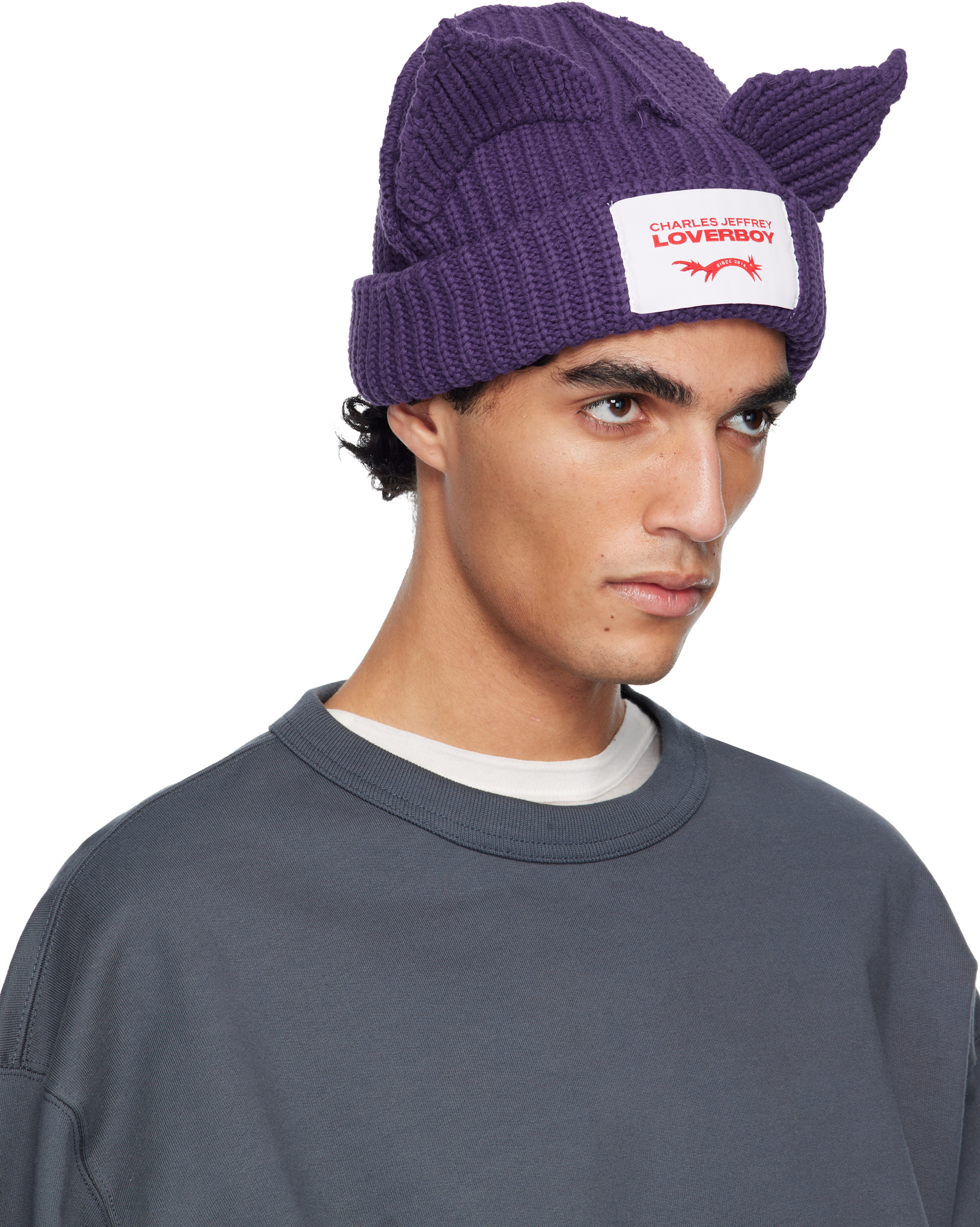 CHARLES JEFFERY LOVERBOY ビーニー Charles Jeffrey LOVERBOY: パープル Chunky Ears ビーニー | SSENSE 日本