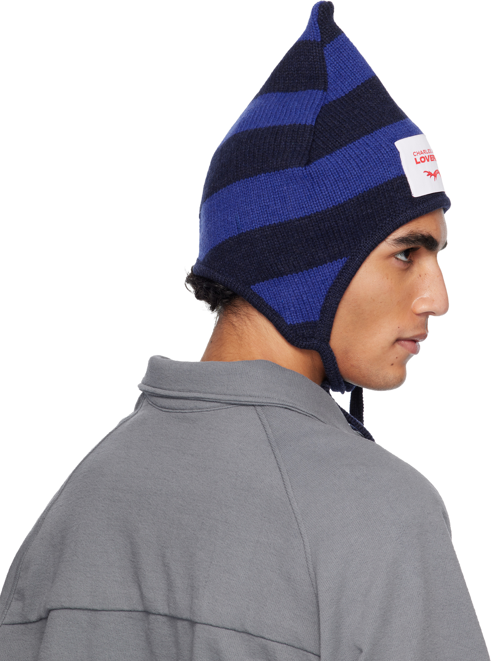 Charles Jeffrey LOVERBOY: Blue Spike Bonnet Beanie | SSENSE Charles Jeffrey LOVERBOY: Blue Spike Bonnet Beanie | SSENSE