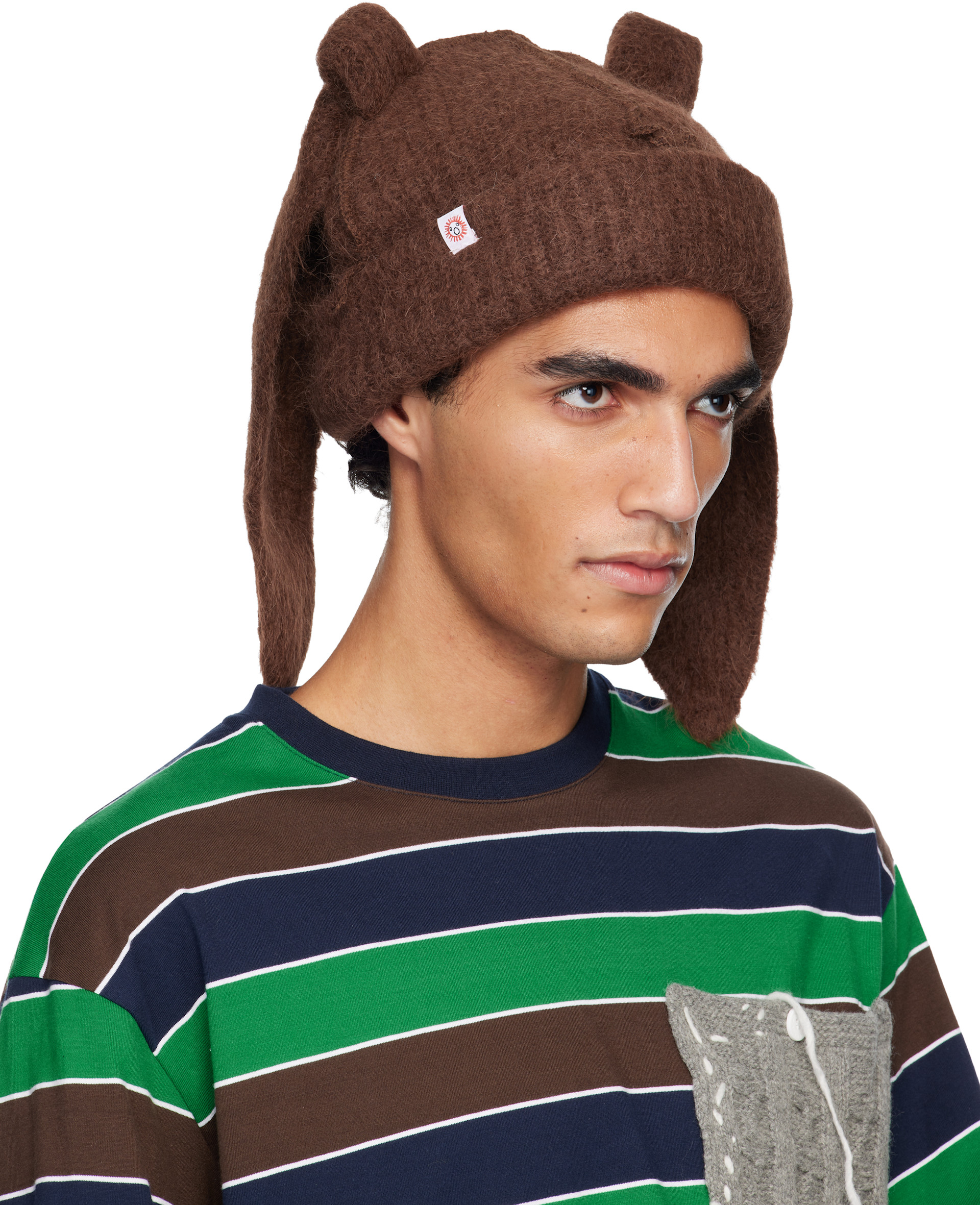 Charles Jeffrey LOVERBOY: Brown Alpaca Chunky Rabbit Beanie | SSENSE