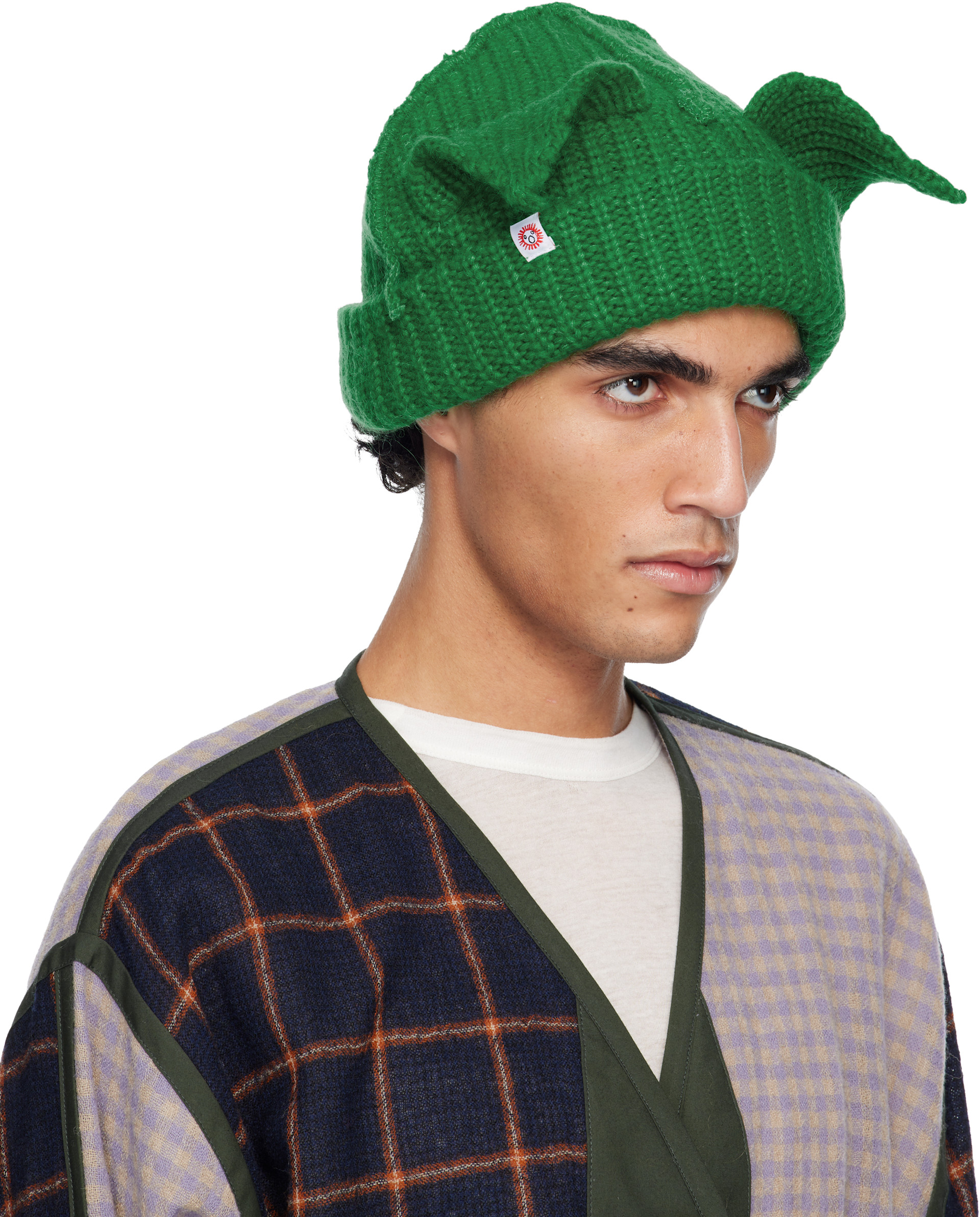 Charles Jeffrey LOVERBOY: Green Mohair Chunky Ears Beanie | SSENSE