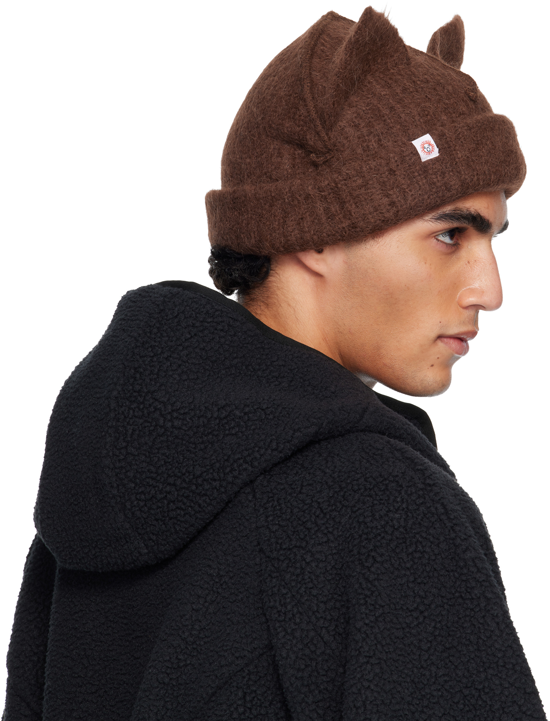 Charles Jeffrey LOVERBOY: Brown Alpaca Chunky Ears Beanie | SSENSE