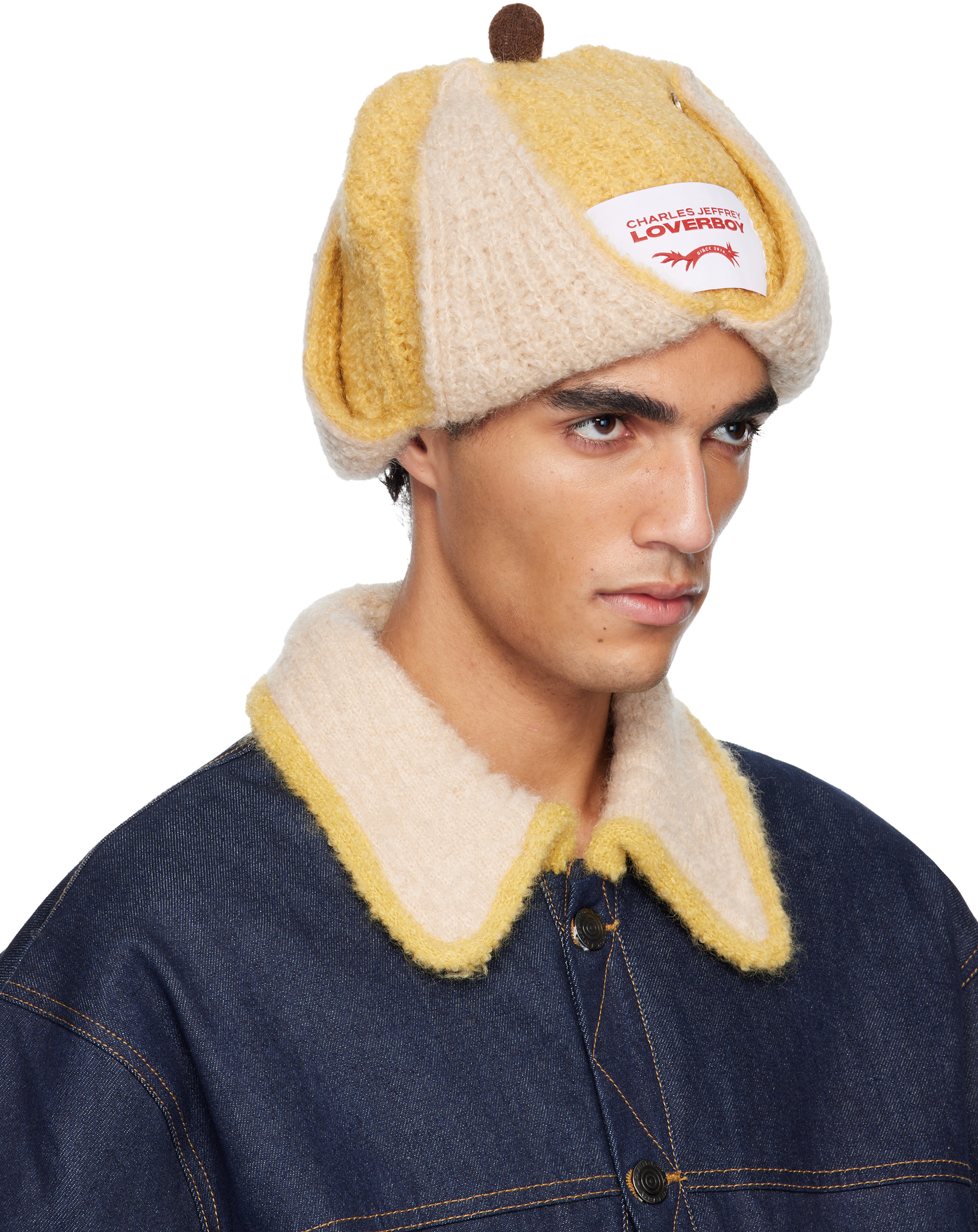 Charles Jeffrey LOVERBOY: Yellow Mohair Chunky Banana Beanie | SSENSE