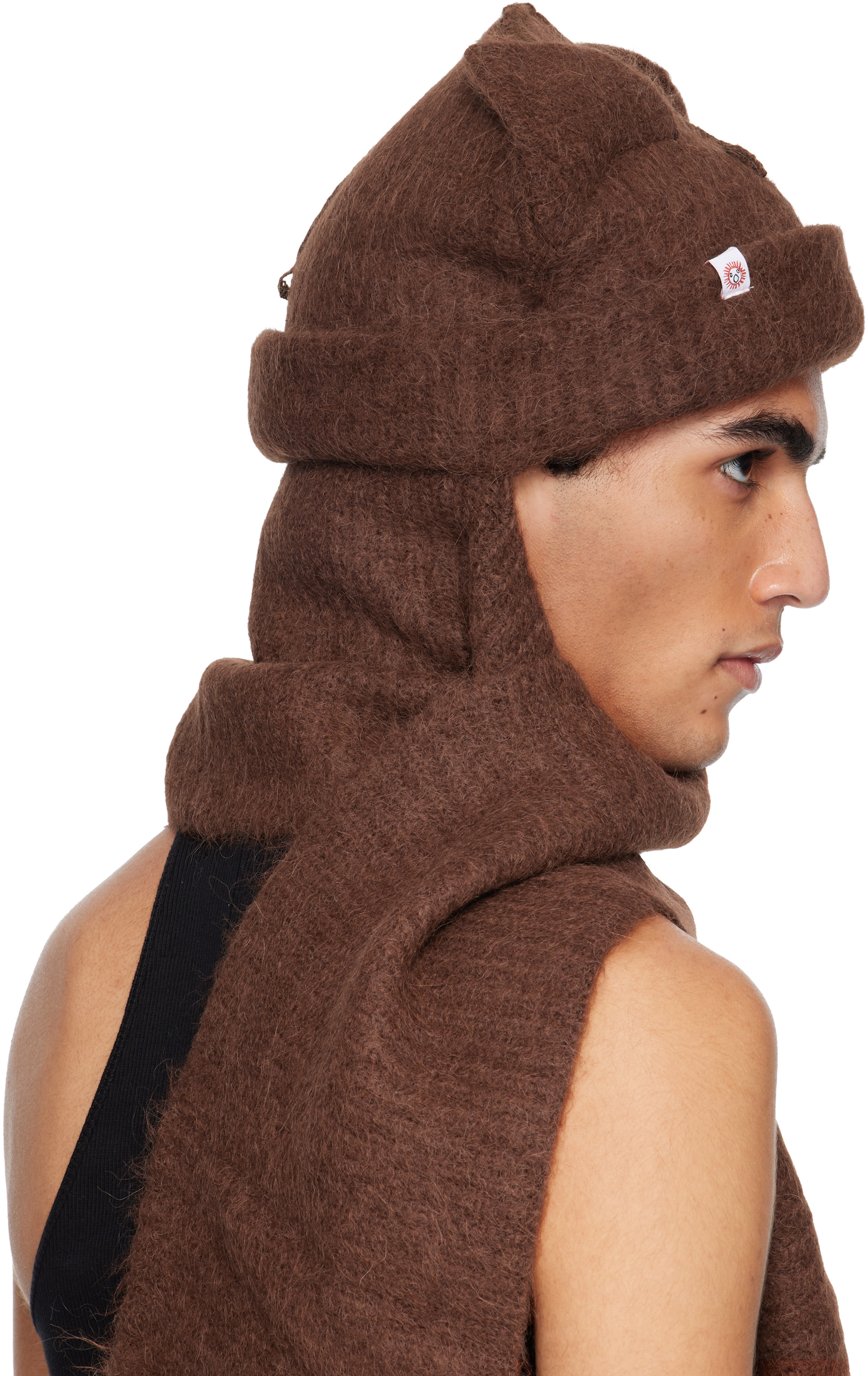 小物 Charles Jefferey Loverboy mohair muffler Charles Jeffrey LOVERBOY: Brown Alpaca Chunky Ears Scarf Beanie