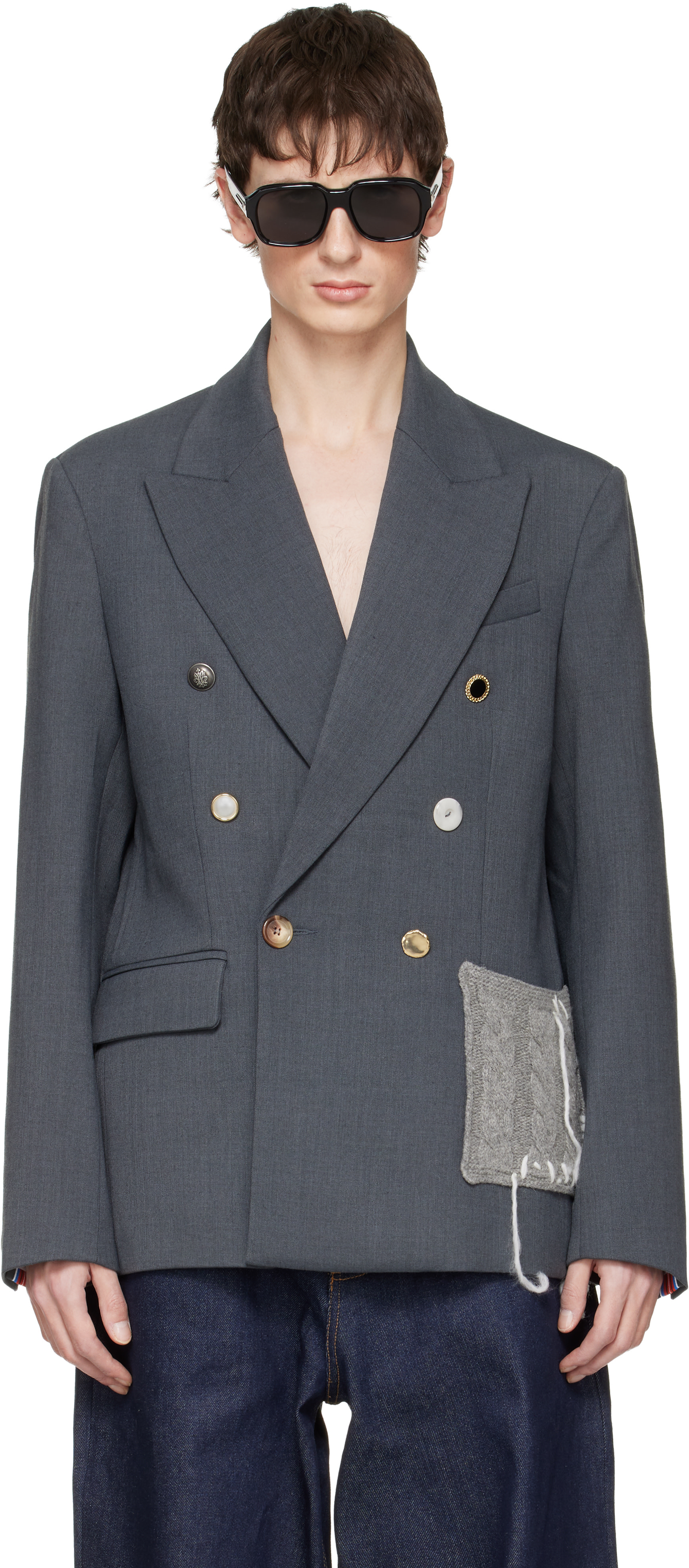 Charles Jeffrey Loverboy テーラードジャケット Charles Jeffrey LOVERBOY: Gray Edinburgh Blazer | SSENSE