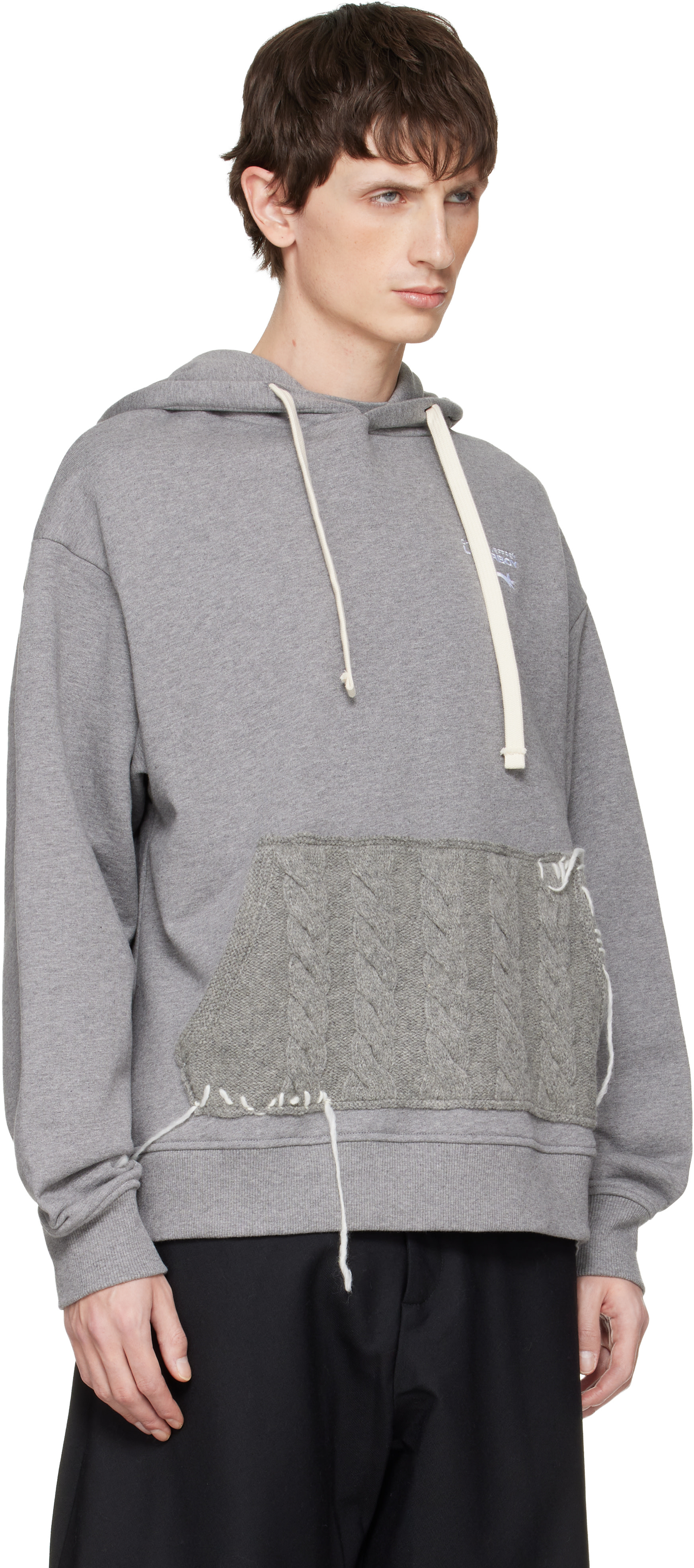 Charles Jeffrey LOVERBOY: Gray Patch Rabbit Ears Hoodie | SSENSE