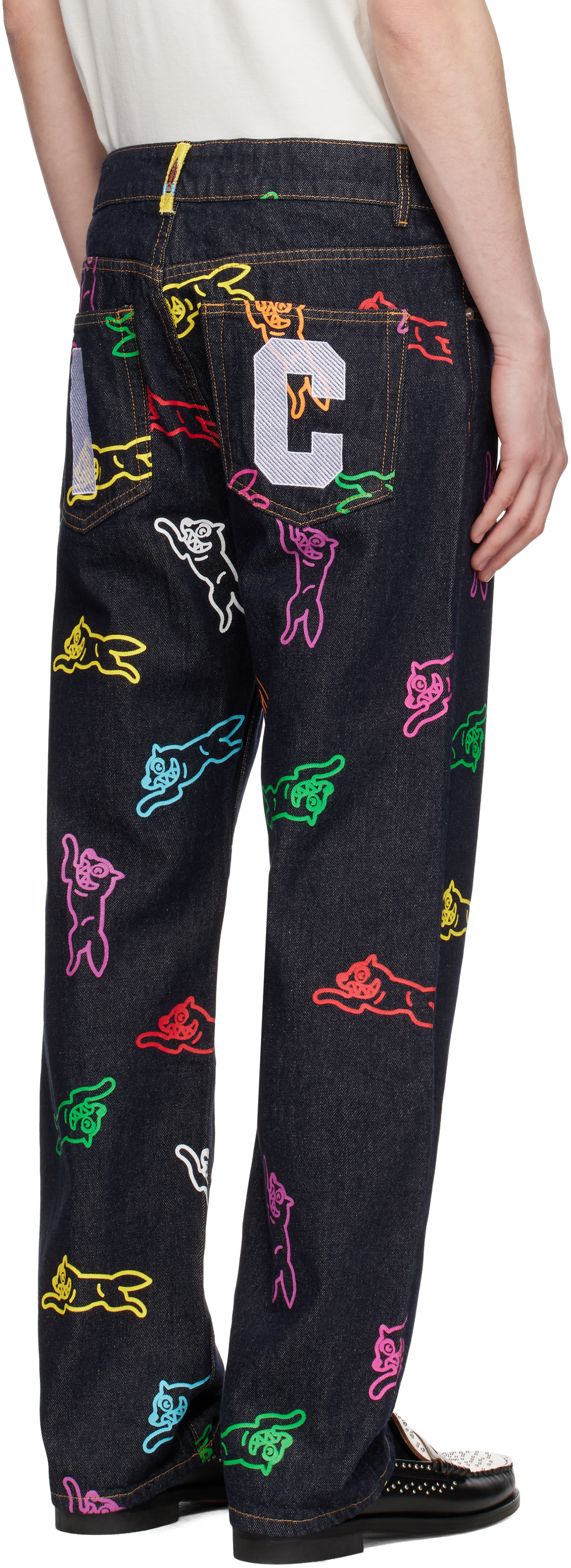 ICECREAM: Navy All-Over Running Dog Jeans | SSENSE Germany