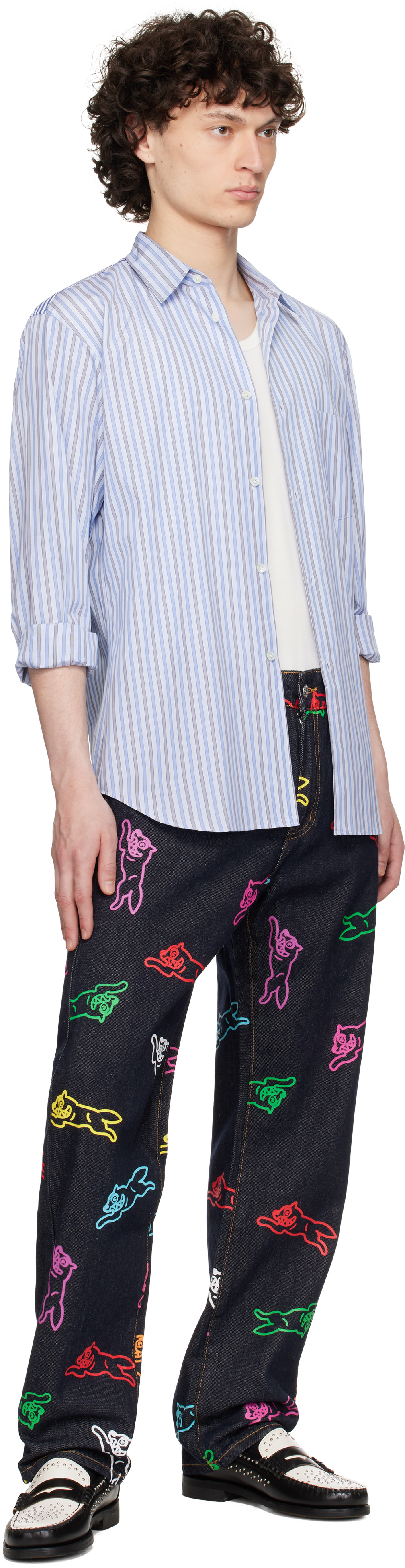ICECREAM: Navy All-Over Running Dog Jeans | SSENSE Canada