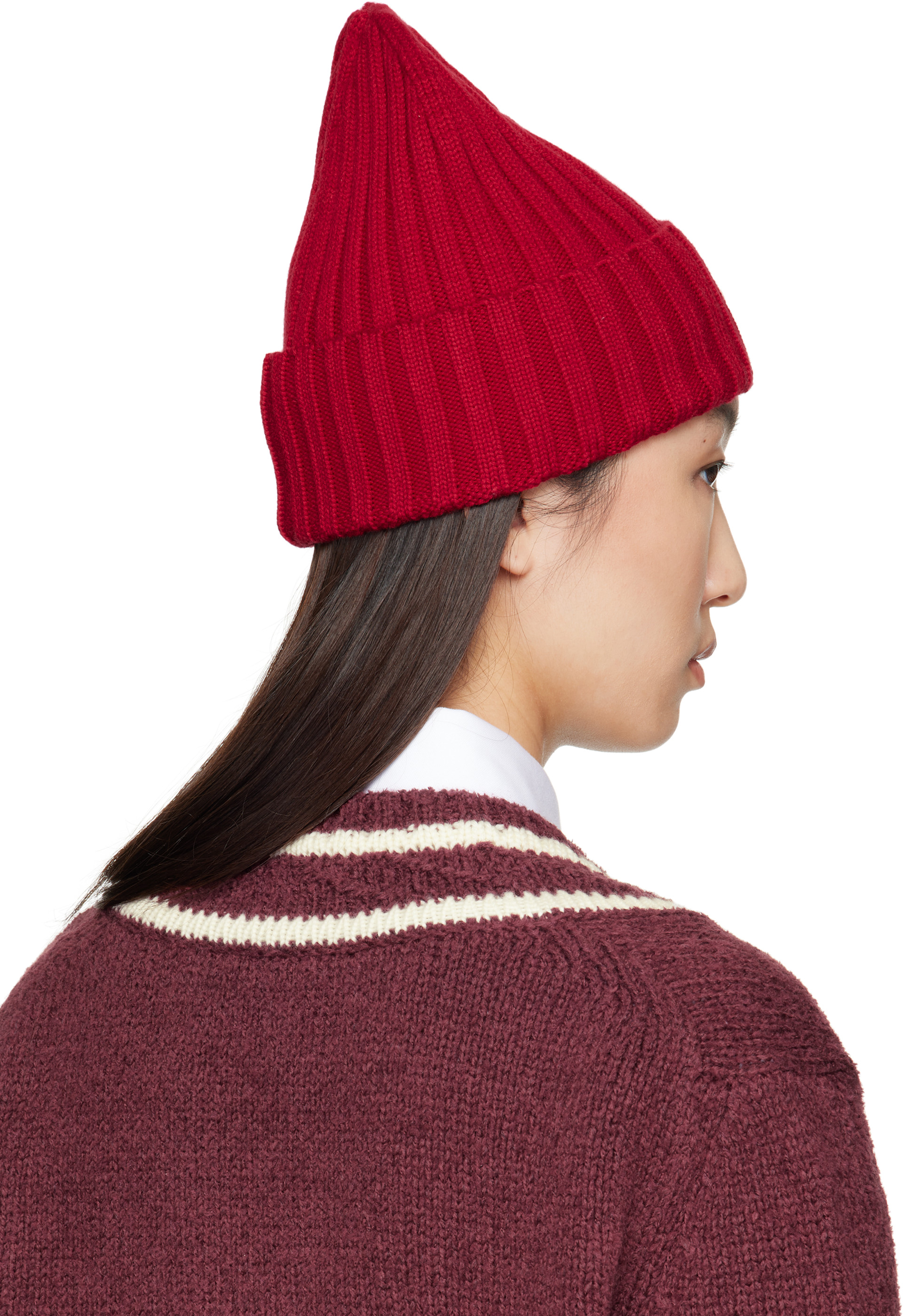 Moncler: レッド ウール ビーニー | SSENSE 日本