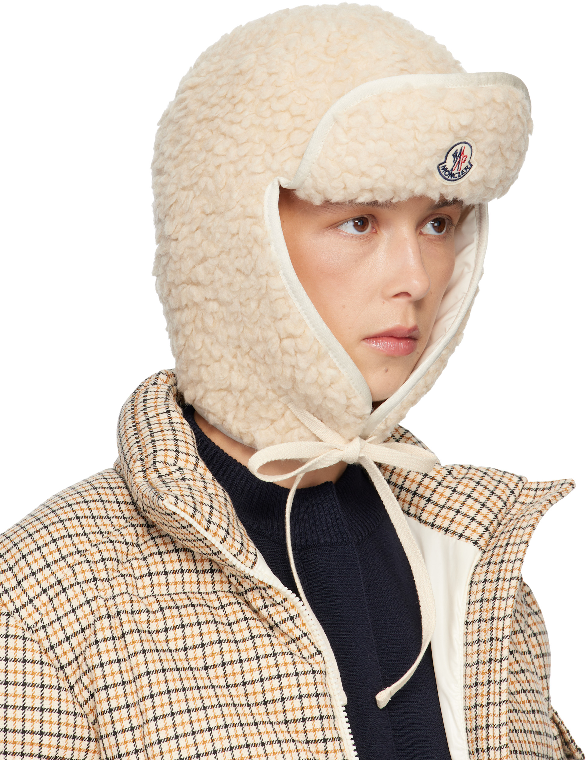 Moncler: White Teddy Reversible Hat | SSENSE