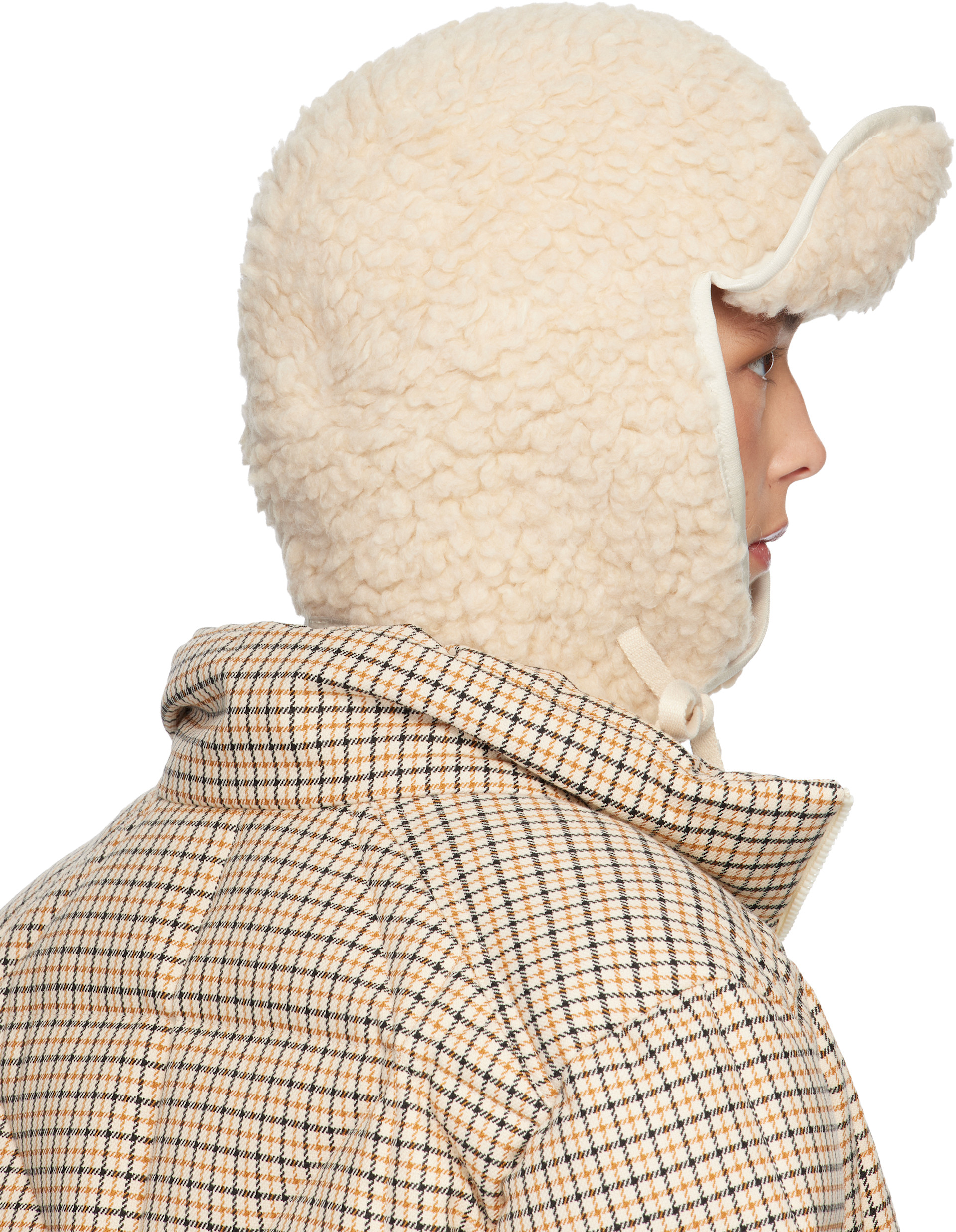 Moncler: White Teddy Reversible Hat | SSENSE