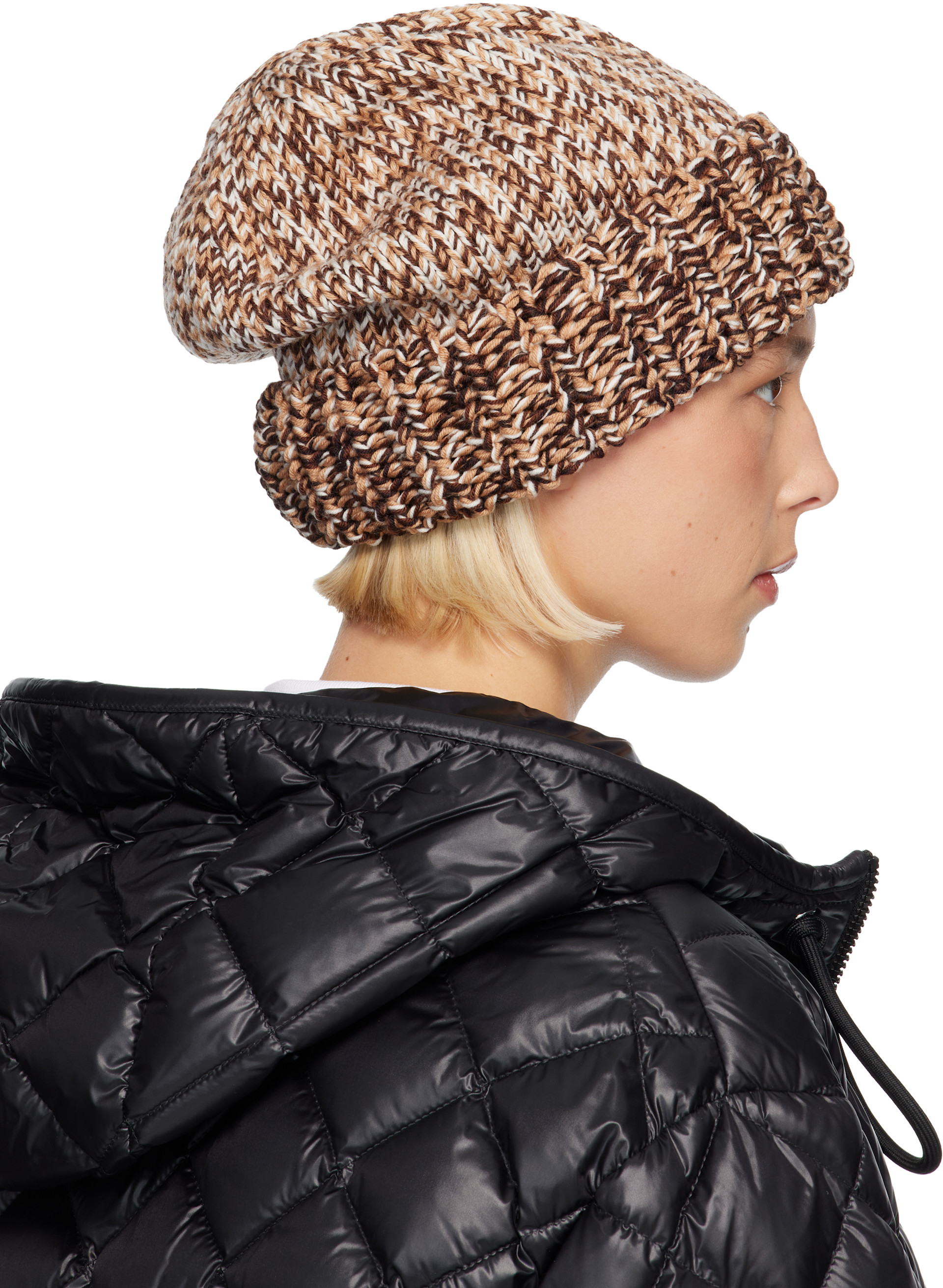 Moncler: Brown Mouliné Wool Blend Beanie | SSENSE