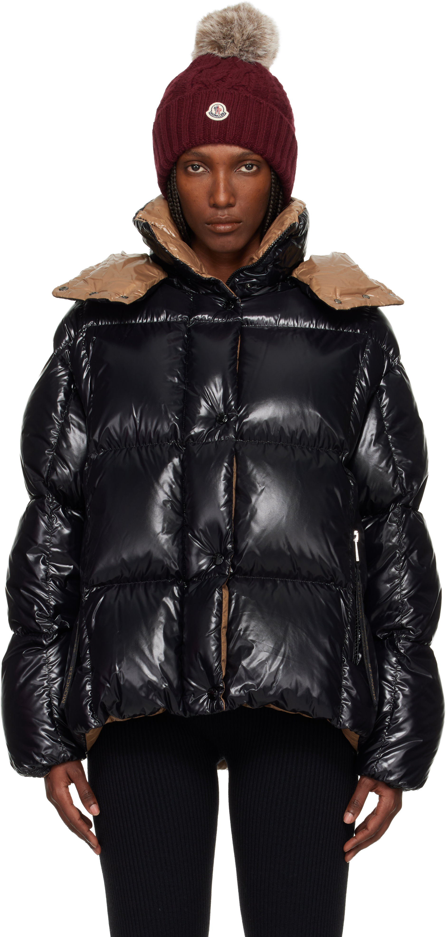 MONCLER フード付き ブラックダウンジャケット Moncler: ブラック Parana フード ショート ダウンジャケット | SSENSE