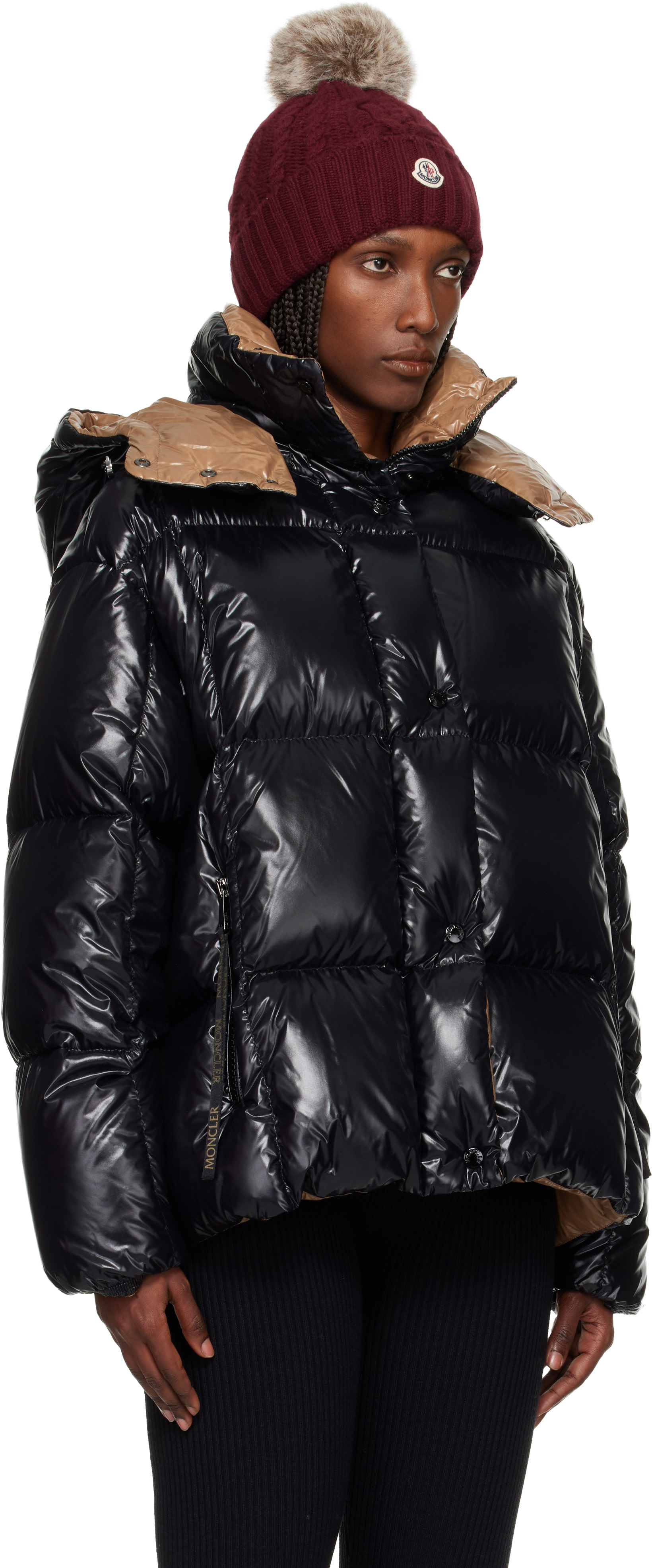 Moncler: ブラック Parana フード ショート ダウンジャケット | SSENSE