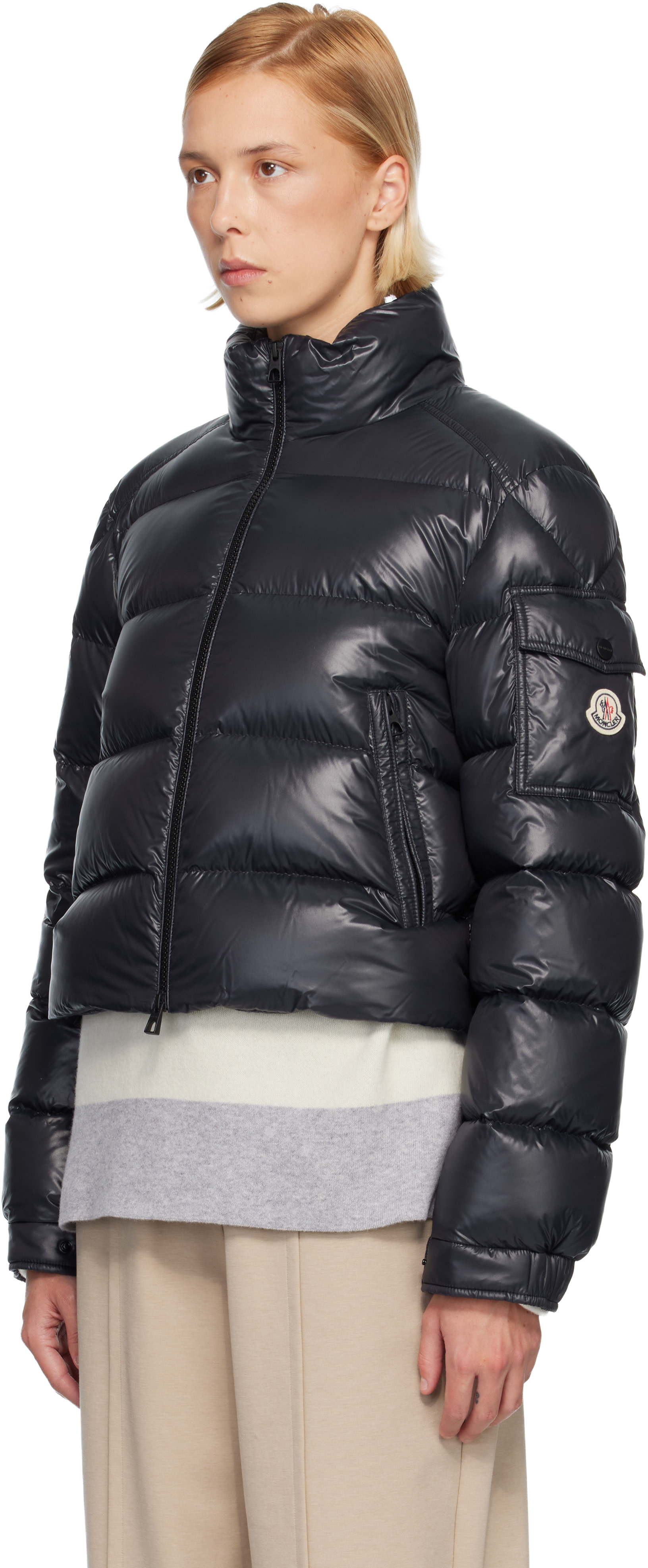 Moncler: Black Petra Short Down Jacket | SSENSE
