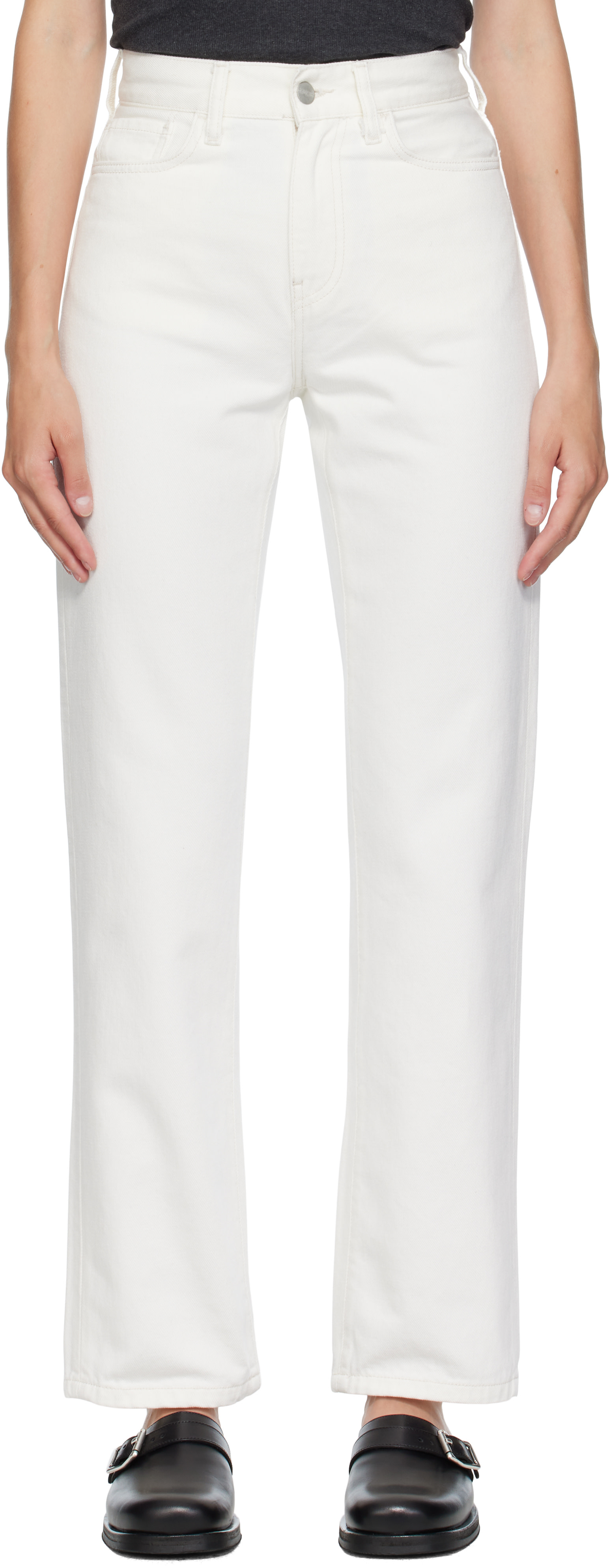 Carhartt Work In Progress: White Noxon Jeans | SSENSE